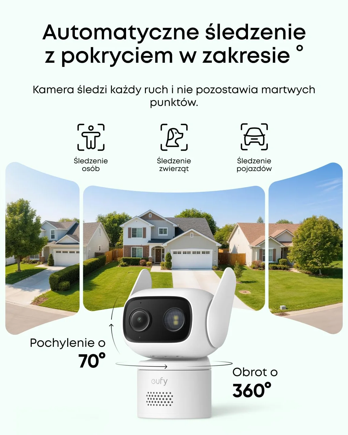 eufy C31 Kamera Przewodowa, 360° Obracanie i Pochylanie, Wewnątrz/Zewnątrz, Kolorowy Tryb Nocny, Pamięć Lokalna