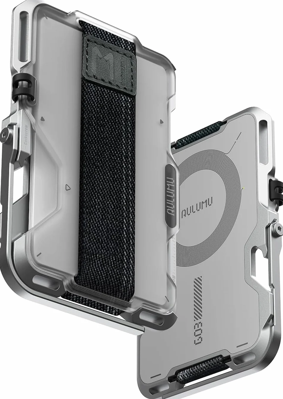 Aulumu G03 Przezroczysty Magnetyczny Uchwyt na Karty | Portfel Magnetyczny Zgodny z MagSafe | Wielofunkcyjny – Podstawka/Uchwyt do Telefonu | Otwieracz do Butelek | Karta z Ochroną RFID – Przezroczyst