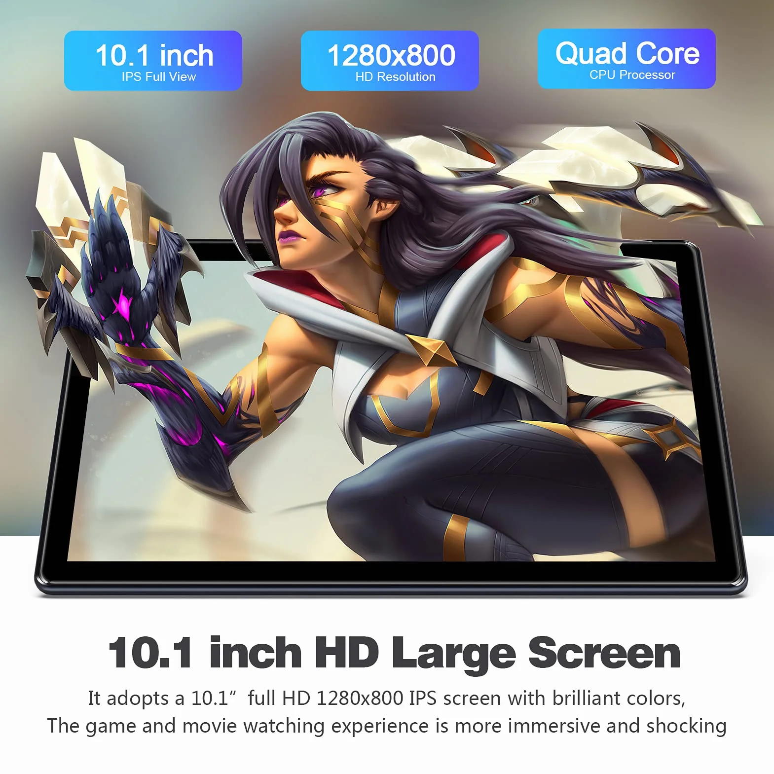 PRITOM Tablet 10 cali Android 13 Phone Tablet 3G, SIM, 64 GB Quad Core, (TF 512 GB), bateria 5000 mAh, kamera tylna 8 MP, obsługa połączeń 3G, WiFi, GPS, Bluetooth, USB typu C, czarny