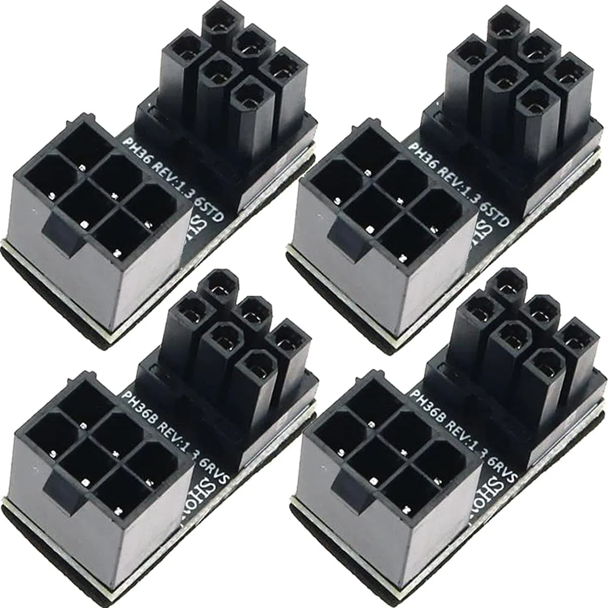 ATX adapter sieciowy, wtyczka 6-pinowa, karta graficzna 180 stopni, pionowy adapter kabla zasilającego, 4 szt. 6-biegunowe gniazdo na wtyczkę 6-biegunową (2 style)