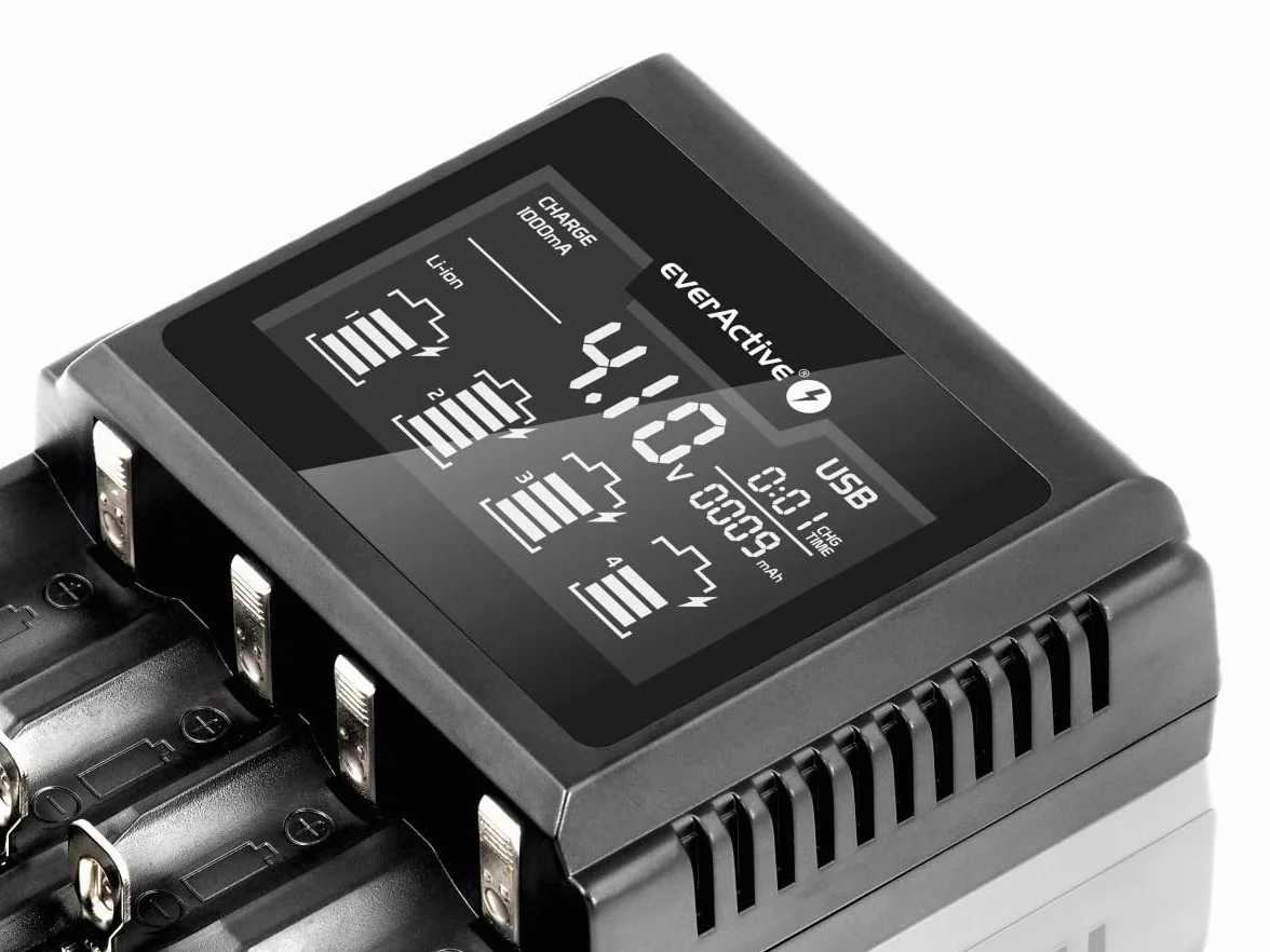 Everactive EVUC4000 Ładowarka Do Akumulatorów, Czarny, Do 4 Akumulatorów