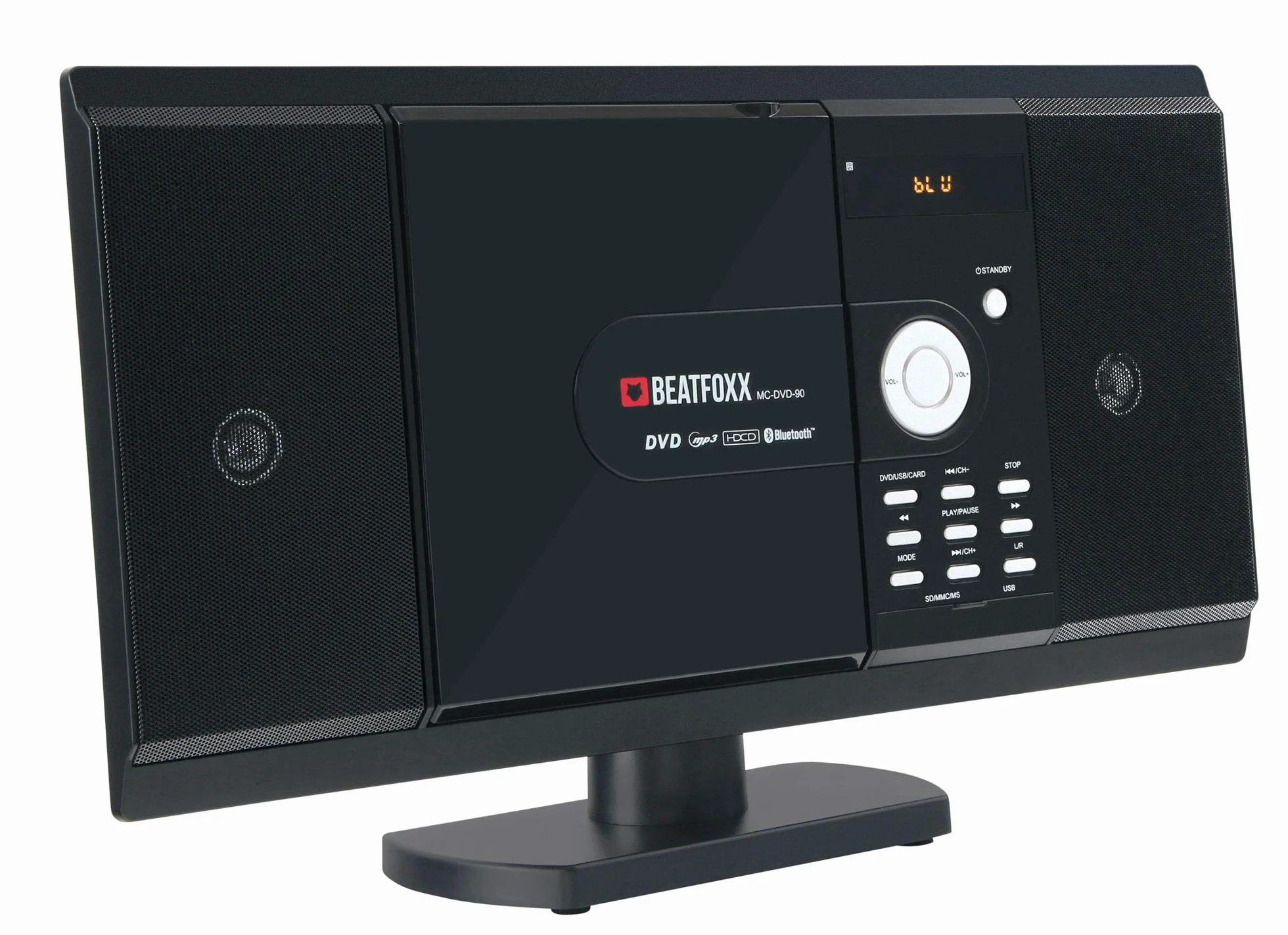 MC-DVD-90 kompaktowy zestaw stereo z odtwarzaczem DVD/CD/MP3 (gniazda USB/SD, Bluetooth, HDMI i radio FM/MW, AUX, pilot zdalnego sterowania), kolor czarny