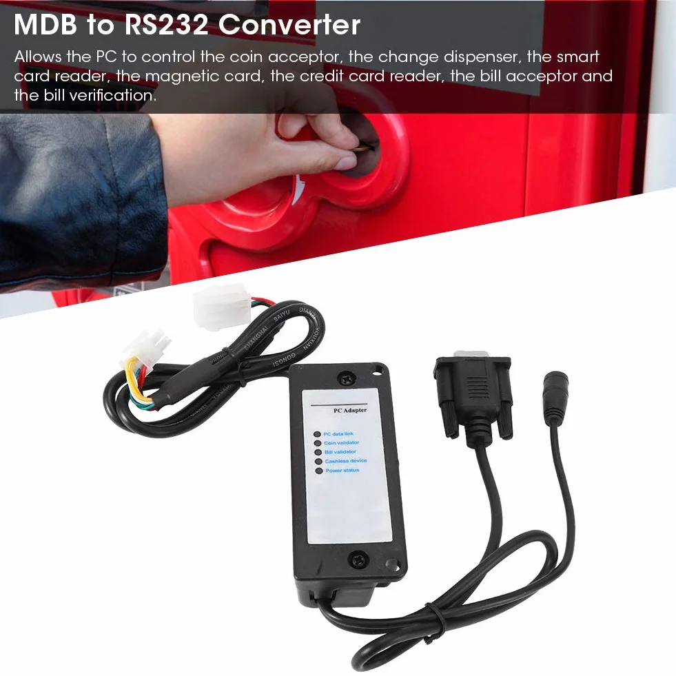 AMONIDA Konwerter MDB na RS232, Adapter Protokołu Urządzenia Płatniczego do Automatu Sprzedającego z walizką transferową USB na RS232, Kompatybilny z płytą główną PC z Systemem