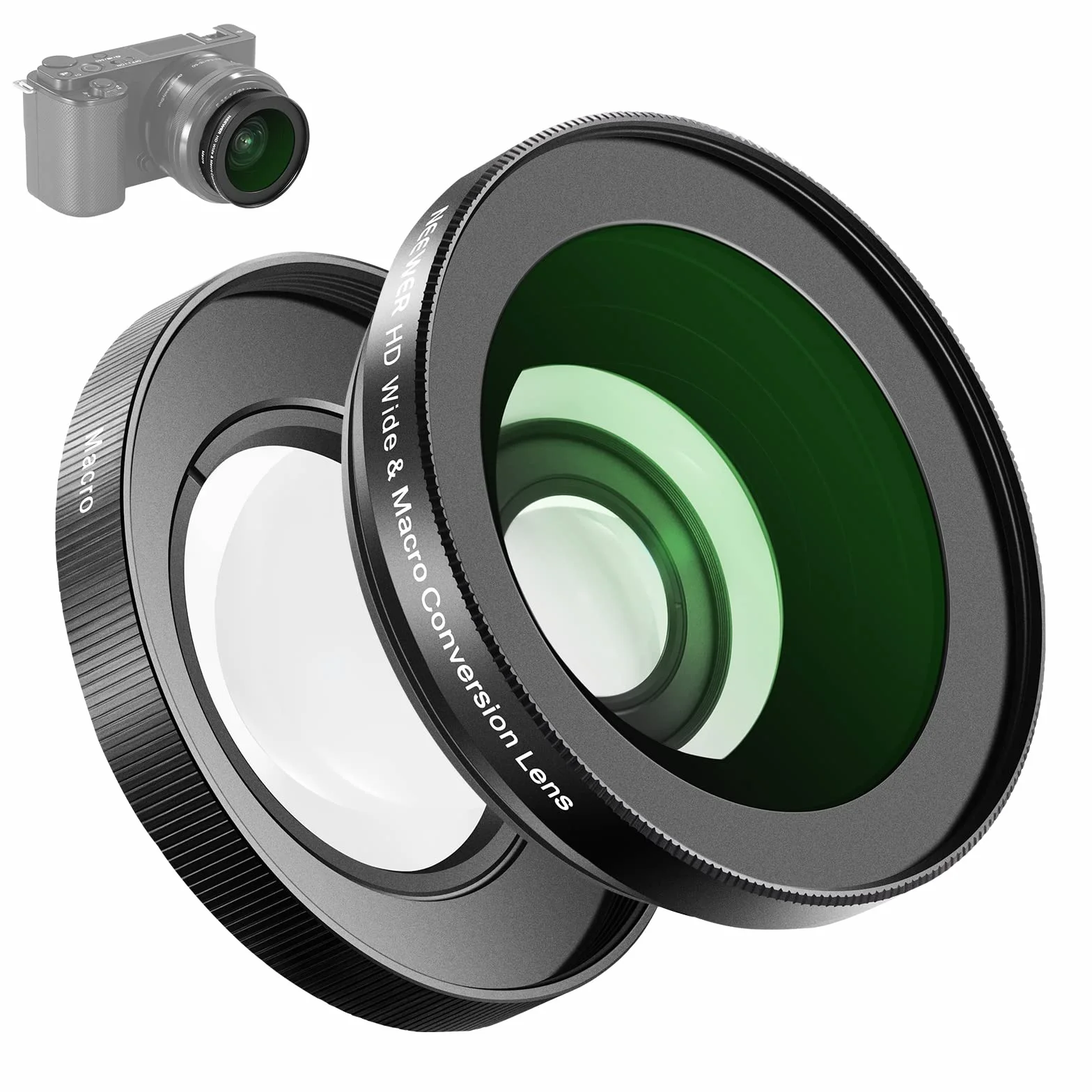 Neewer Szerokokątny obiektyw HD 40,5 mm do Sony ZV-1F ZV-E10 A5000 A6000 2 w 1 18 mm i 10x makro z adapterem