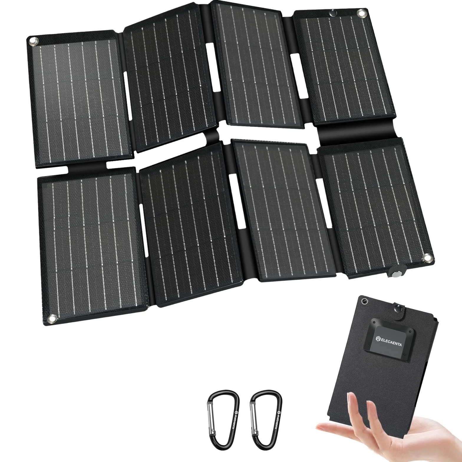 ELECAENTA Przenośna ładowarka solarna ETFE 25 W, rozmiar kieszonkowy, mini składany panel słoneczny z USB-A i USB-C, wodoodporność IP68, na zewnątrz, kemping, wędrówki, kompatybilna z telefonem
