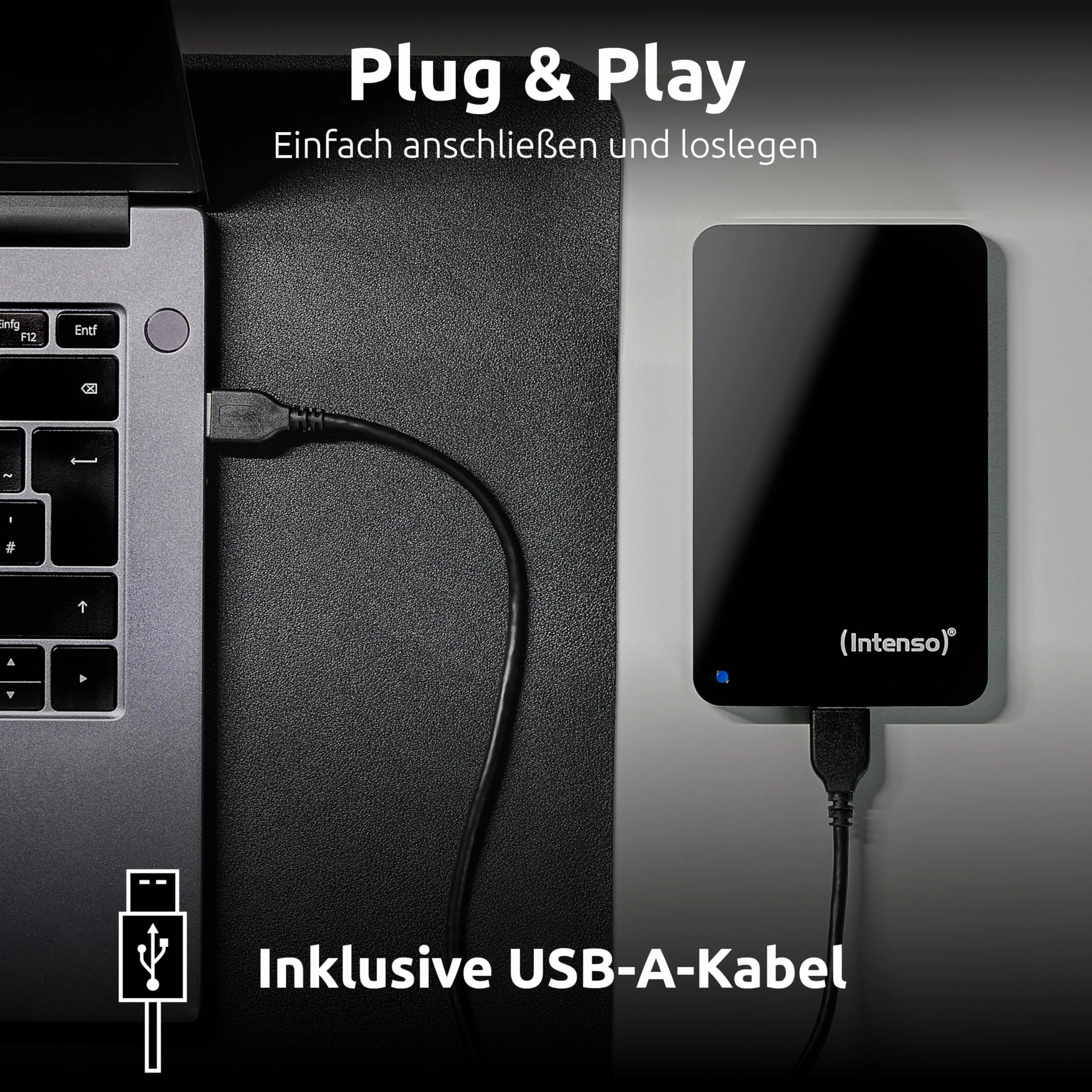Intenso Przenośny dysk twardy 2,5" 1TB – zewnętrzny dysk twardy z Super Speed USB 3.2 Gen 1 x 1 – szybka pamięć masowa w kompaktowej konstrukcji, 5400 obr./min, pamięć podręczna 8 MB, Plug & Play