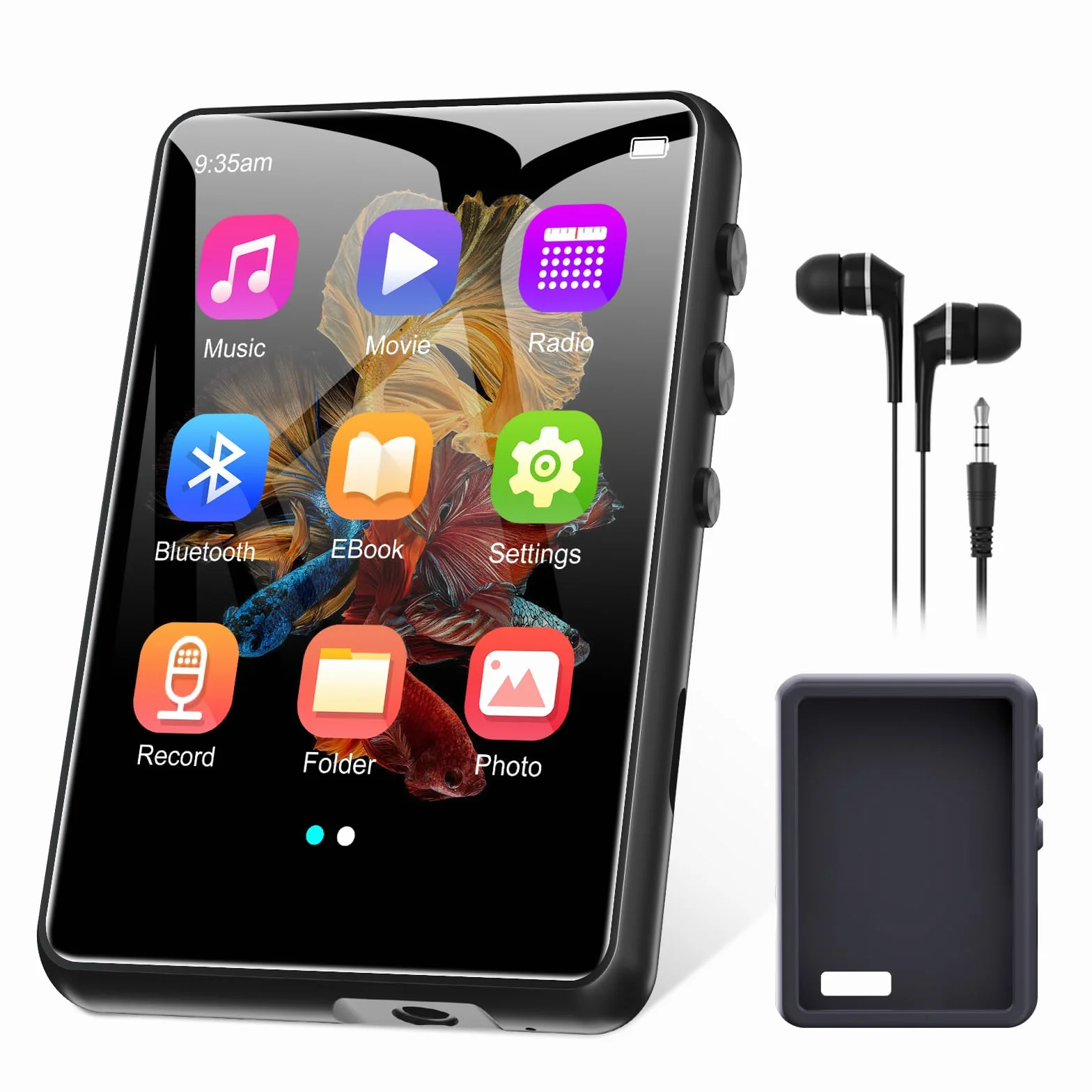 Odtwarzacz MP3 Bluetooth 5.3 2.4" ekran dotykowy 64GB przenośny radio FM nagrywanie głosu