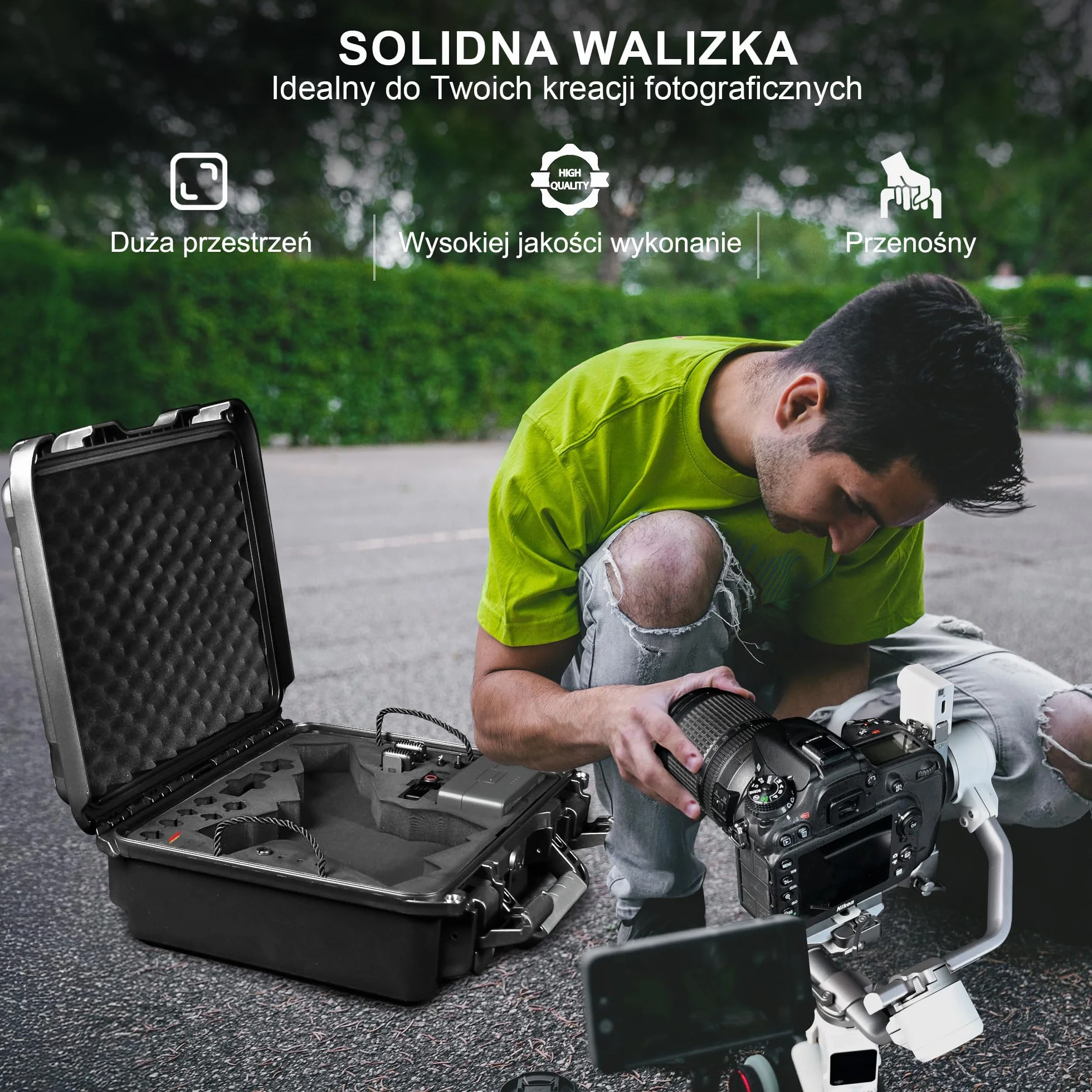 Lekufee wodoodporna twarda torba na DJI RS 4 Mini, Combo, stabilizator gimbala, DJI Mic 3/Mic Mini/Mic 2 i inne akcesoria (tylko torba)