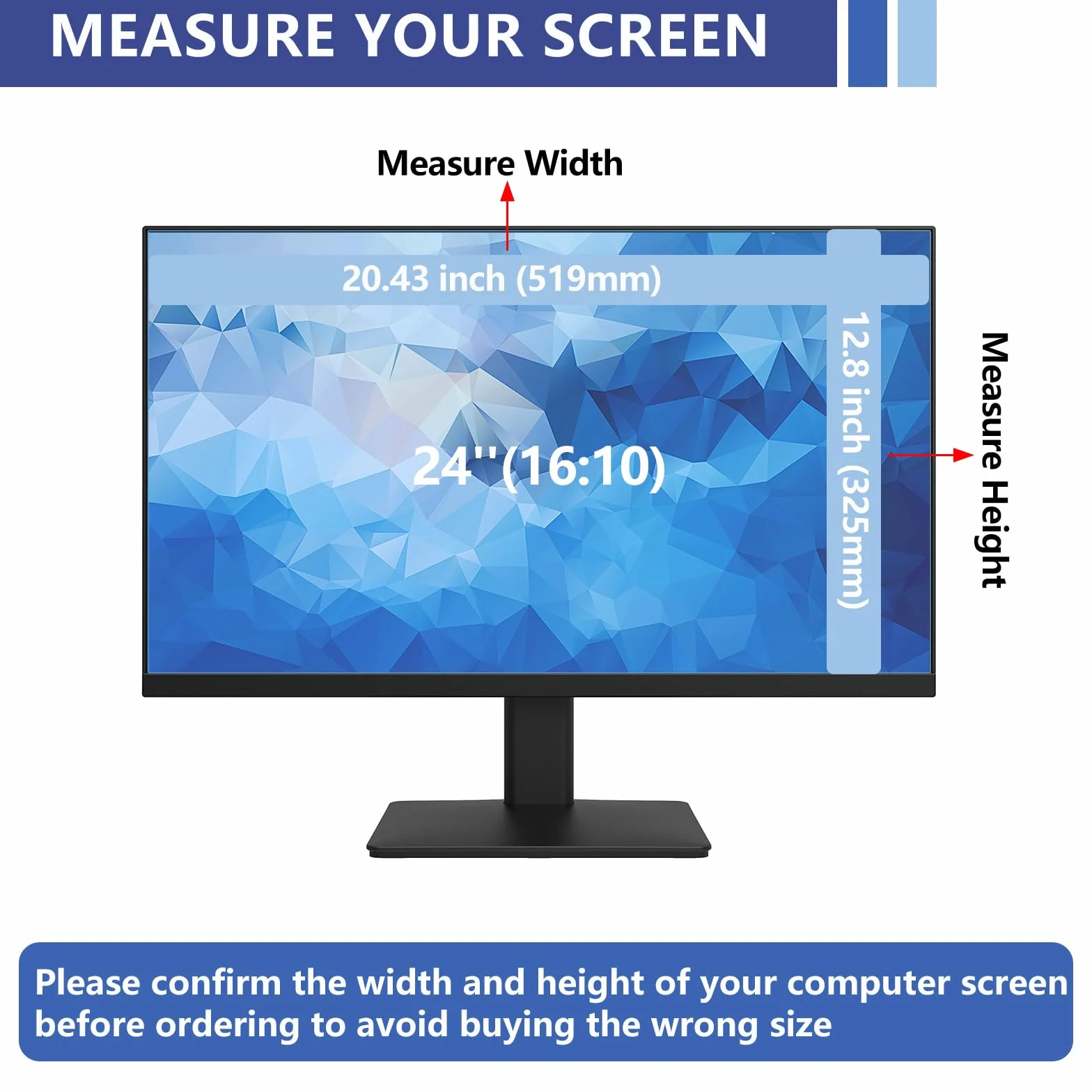 Filtr niebieskiego światła 24", do monitora o proporcjach obrazu 16:10, blokująca niebieskie światło, ochrona wyświetlacza, ochrona ekranu, ochrona oczu, zdejmowana folia ochronna na