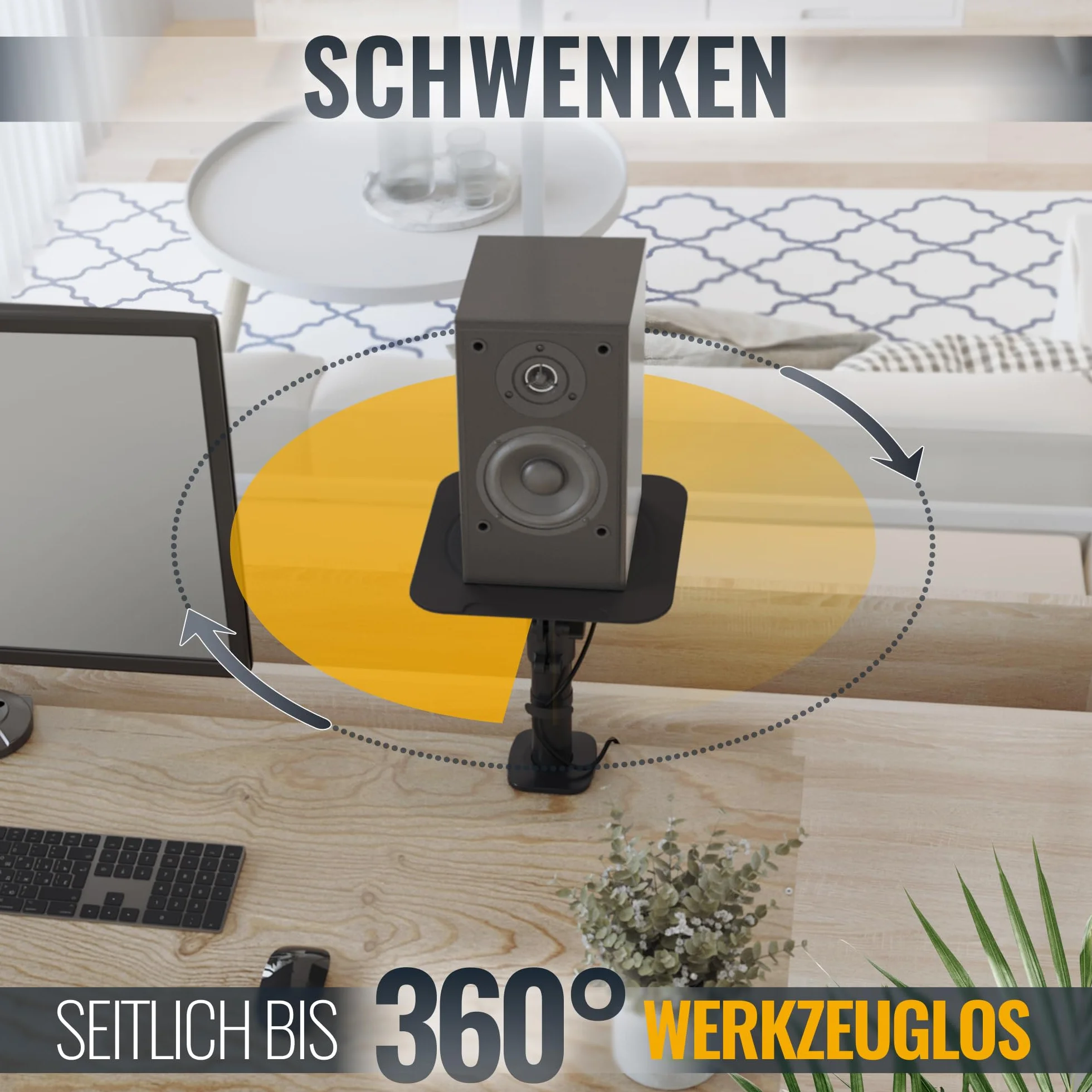 RICOO LH069-C Zestaw 2 uniwersalnych uchwytów stołowych na głośniki, czarny