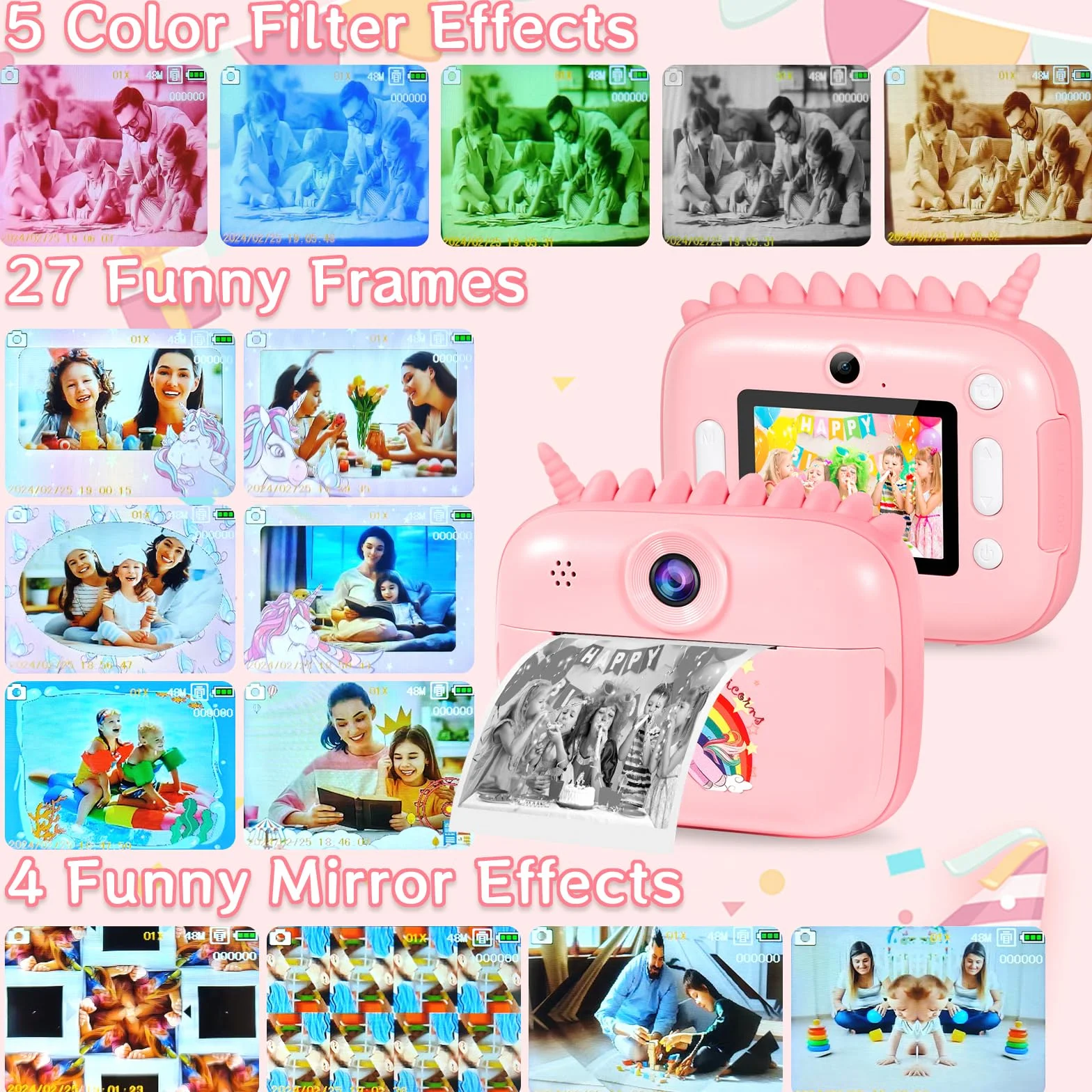 Aparat natychmiastowy dla dzieci 12 MP 2,4 cala 32 GB 1080p
