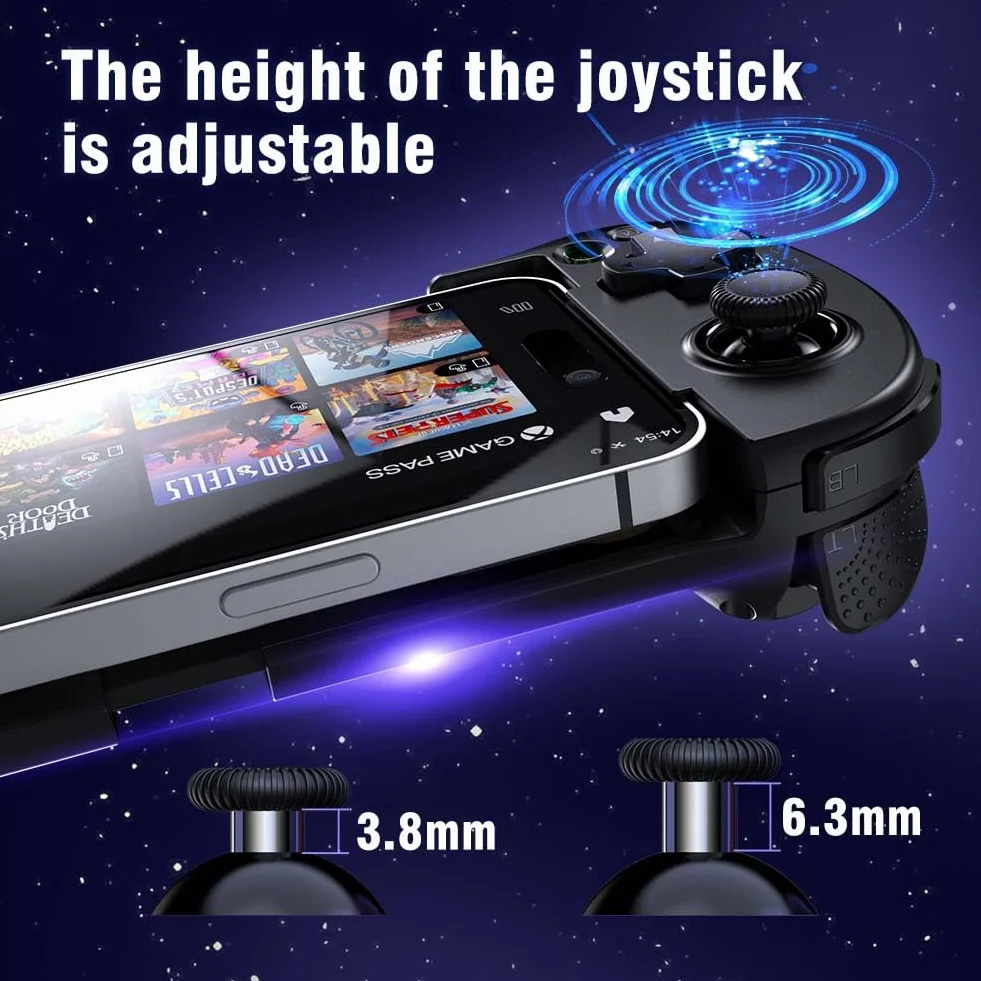 ShanWan Kontroler do smartfona Android iOS regulowaną wysokością joysticka Xbox Cloud Steam Link GeForce NOW MFi Arcade Game