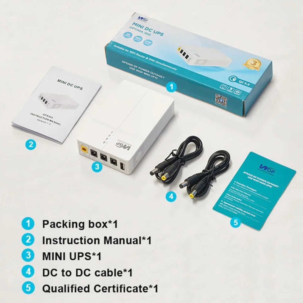Zasilacz awaryjny Mini UPS 12V, 13500mah Zasilacze awaryjne bateria zapasowa ups bank mocy do routera WiFi ONU kamery, Back up Battery Powerbank z Wyjście 9V 12V DC 5V USB QC3.0