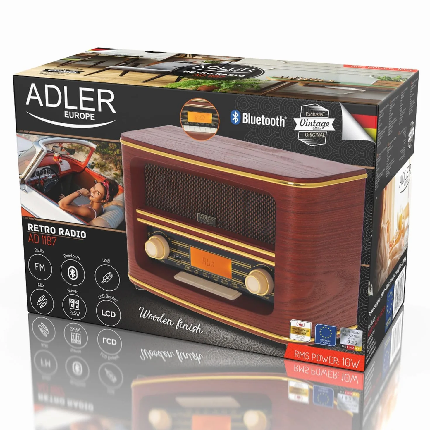 ADLER EUROPE 1187 Retro Radio z Bluetooth