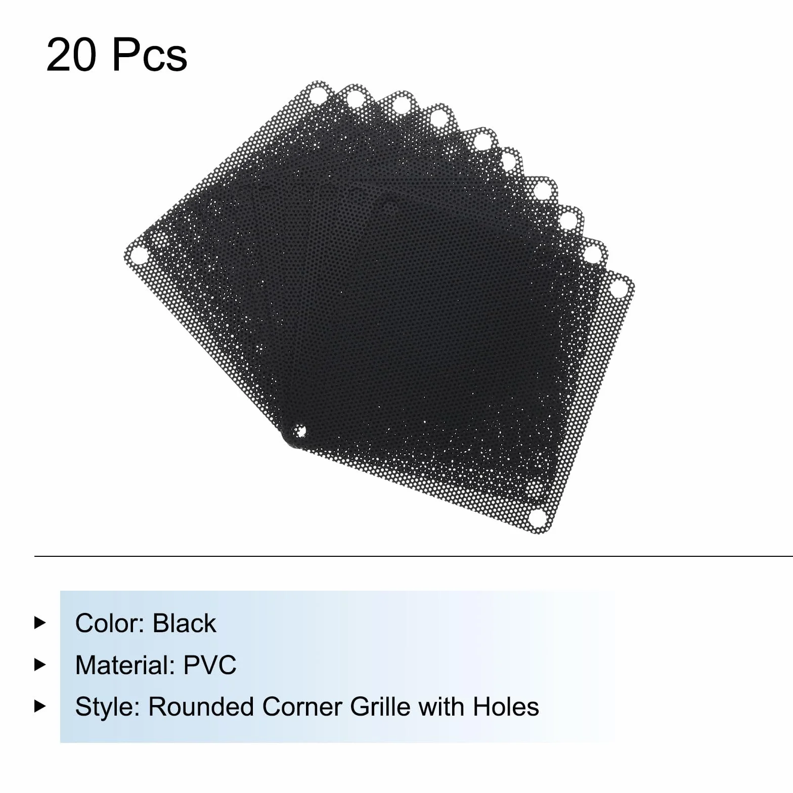 QUARKZMAN 20 sztuk filtrów przeciwpyłowych PC, 80 mm x 80 mm, PCW, obudowa komputerowa, ochrona przed kurzem, kratka wentylatora do głośników podwozia komputera, kolor czarny