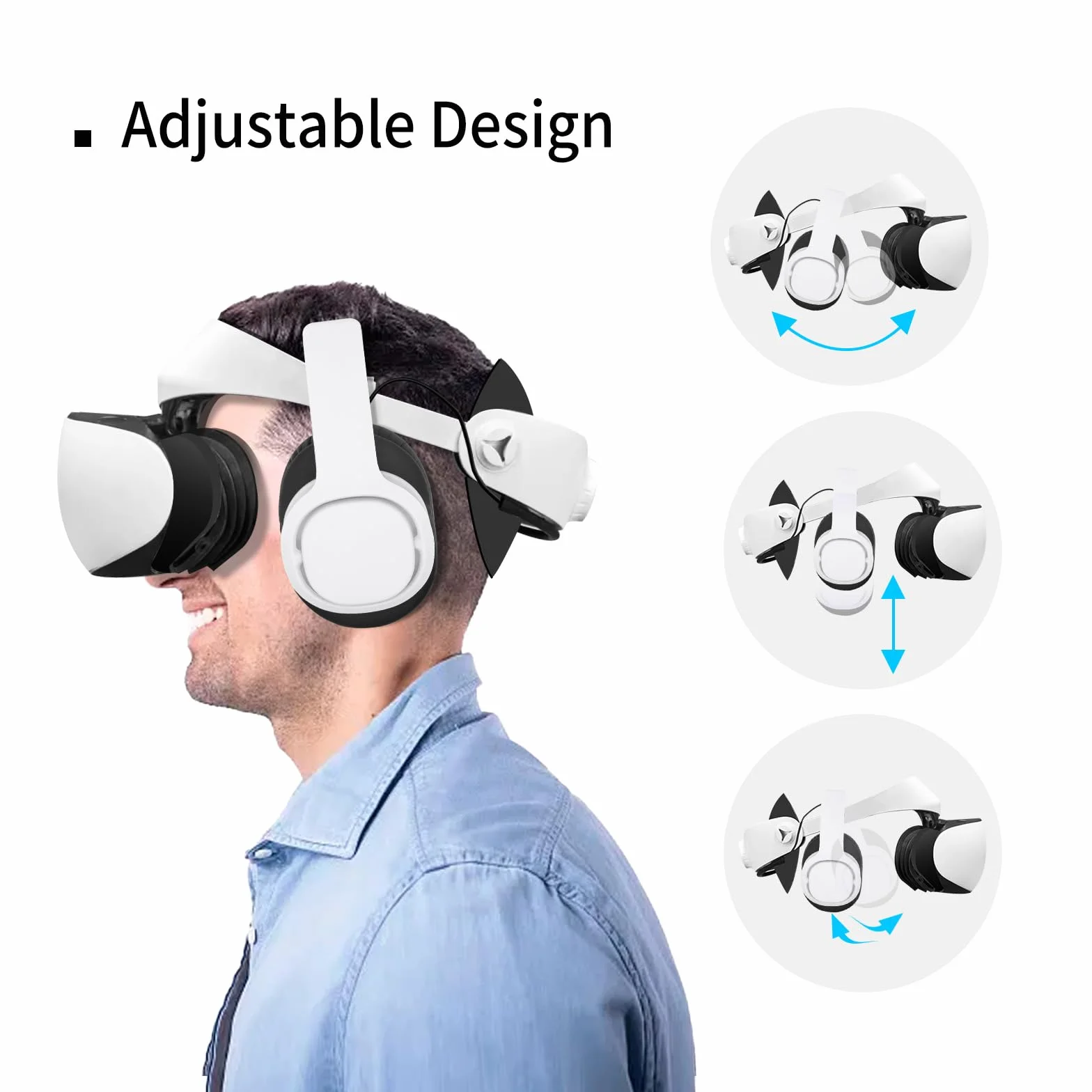 Globular Cluster PH2 Stereo VR Headphones for PS VR 2 - Clip On Design with Cable Router, 75mm x 90mm Earmuffs White