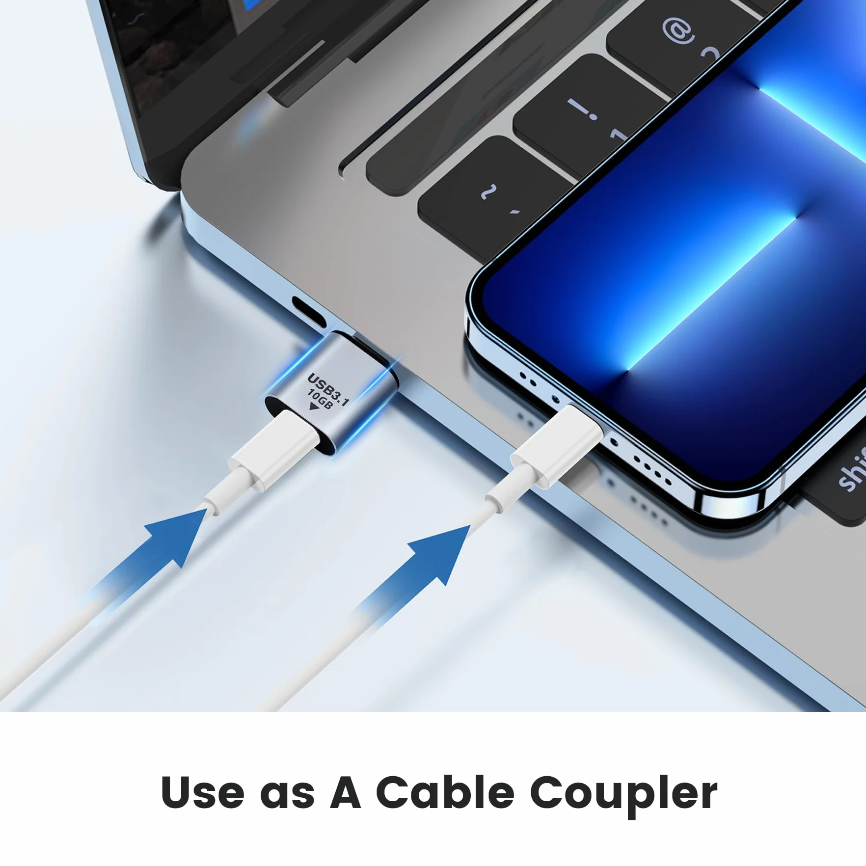 Adapter USB C na USB 10 Gb/s, USB 3.1 męski na USB C żeński, konwerter OTG, przedłużacz kompatybilny z ładowarką USB-A, PC, laptopem, USB samochodowym (zestaw 2 sztuk)
