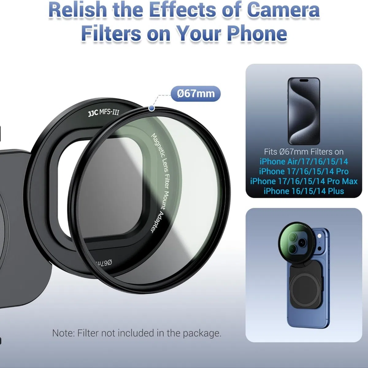 67mm Adapter filtra obiektywu telefonu do iPhone 17 16 15 14 Pro Pro Max Plu