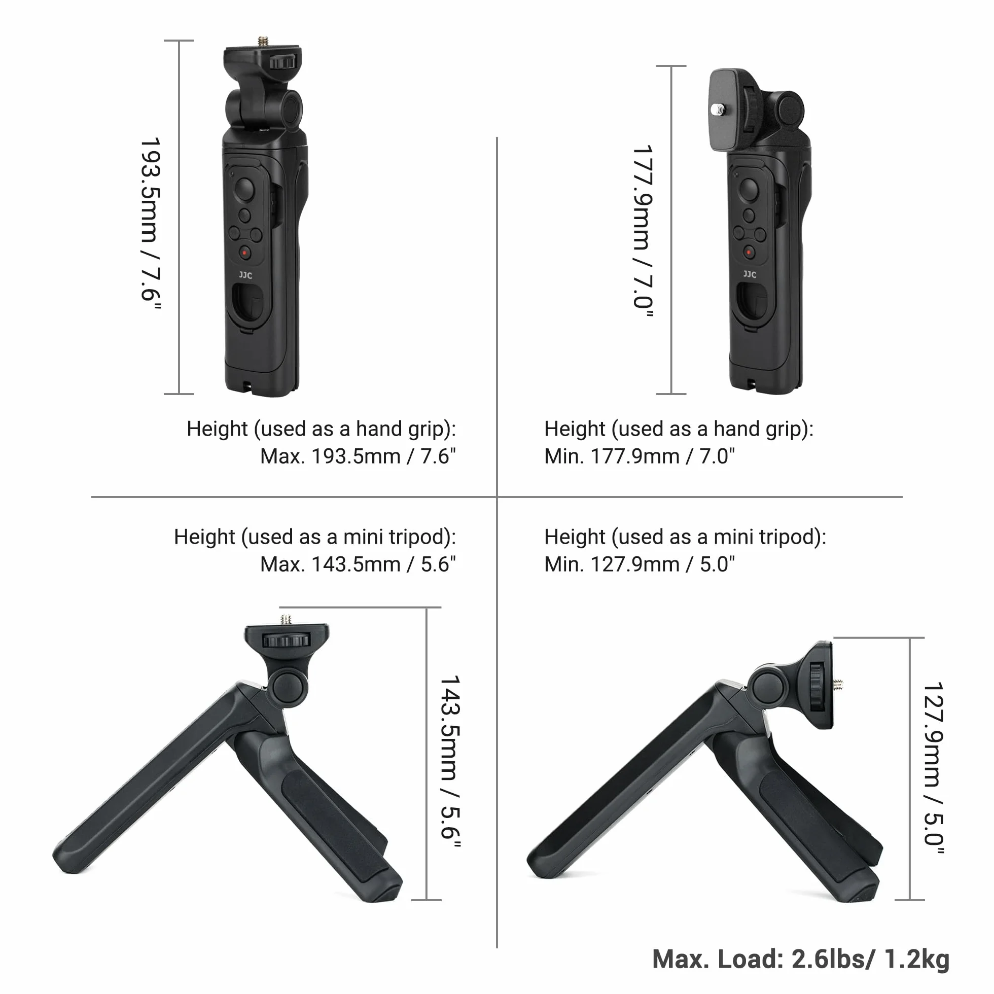 JJC Statyw biurkowy z uchwytem Vlog z pilotem Bluetooth TG-BT1 do Fujifilm X100VI X-S20, X-H2S, X-H2, X-T5, X-T4, X-T3, X-T30 II, X-T30, X-S10 stabilizator wideo kamery