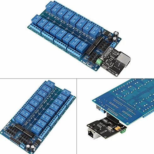 Keenso Ethernet 16-kanałowy moduł przekaźnika - Lan Wan Network Webserver moduł sterujący z portem RJ45 + NC1601, Default