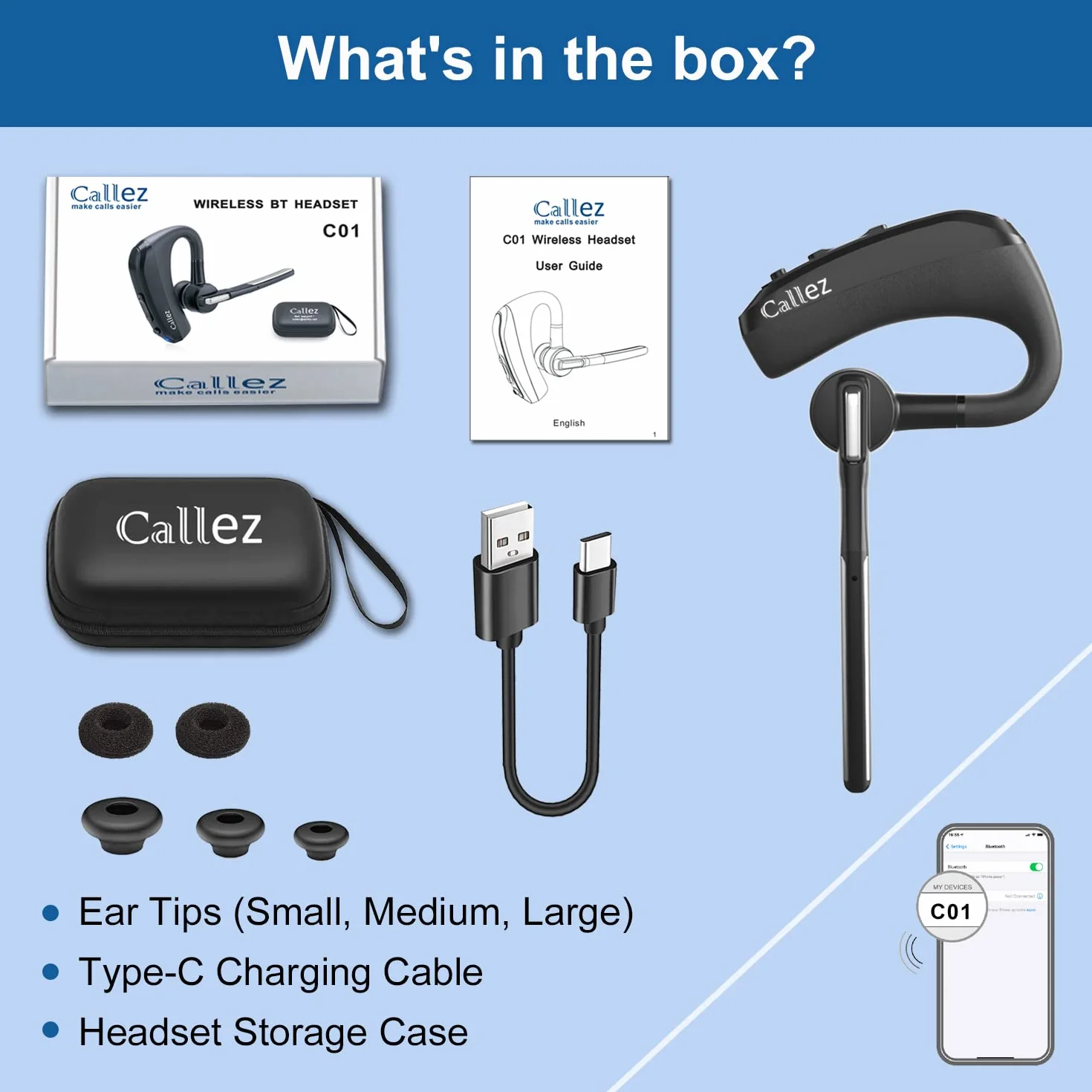 Zestaw słuchawkowy Bluetooth z podwójnym mikrofonem CVC8.0 z redukcją szumów, bezprzewodowe słuchawki V5.0, bezprzewodowe słuchawki do telefonu komórkowego, do iPhone'a, Samsunga, smartfona, jazdy