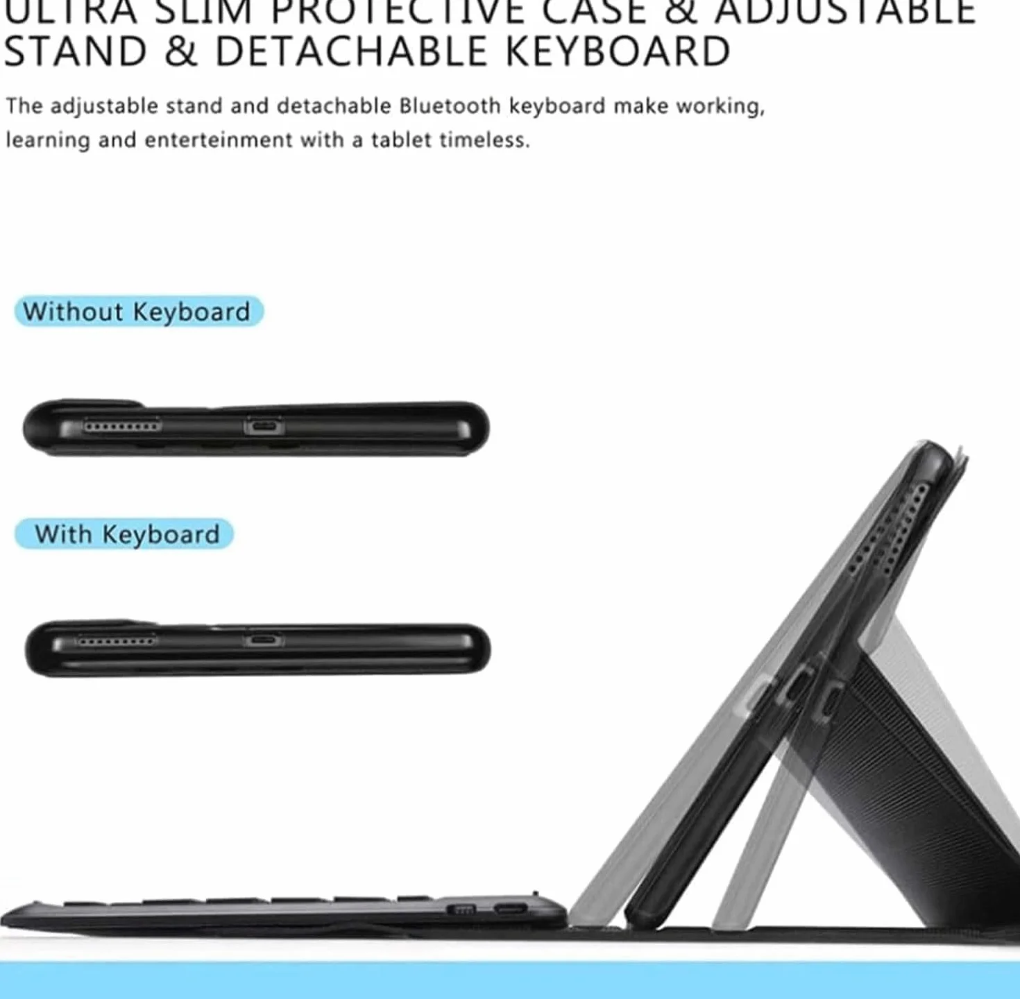 Etui z Klawiaturą Bezprzewodową Bluetooth dla Xiaomi Redmi Pad Pro 12,1 Cala 2024, Czarny