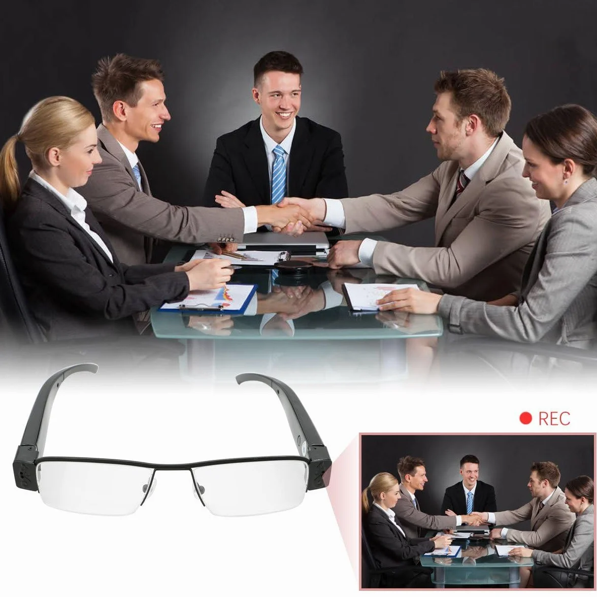 Szpiegowskie okulary aparatu 1080P Mini DV kamera ukryta rejestrator DVR 16 GB karta pamięci