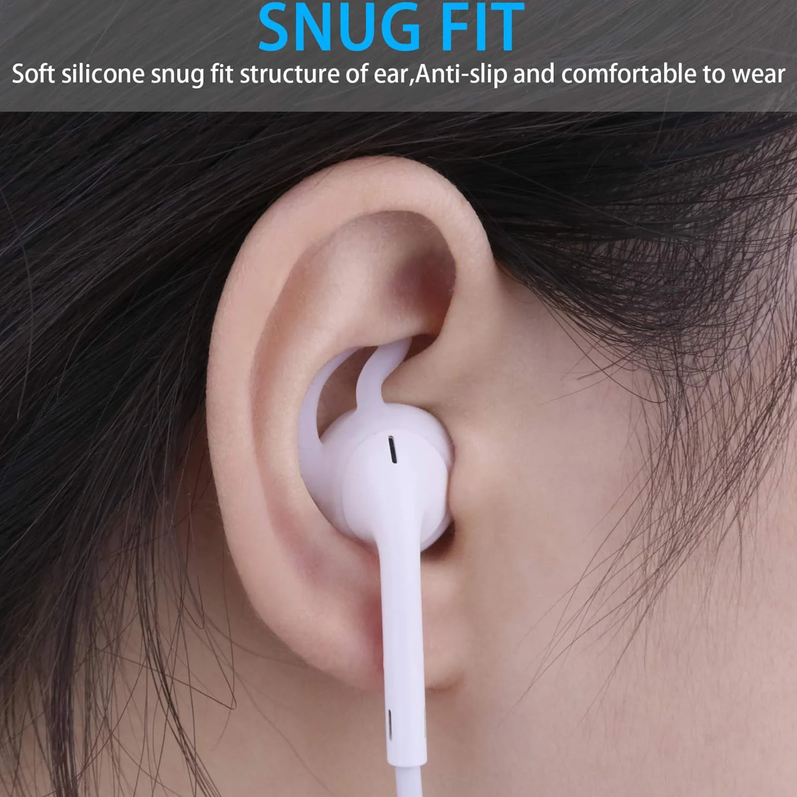 6 par silikonowych nakładek na ucho, kompatybilne ze słuchawkami AirPods 1 i 2, nauszniki zapobiegające upadkowi, zestaw słuchawkowy ochronny, ochrona antypoślizgowa (białe)