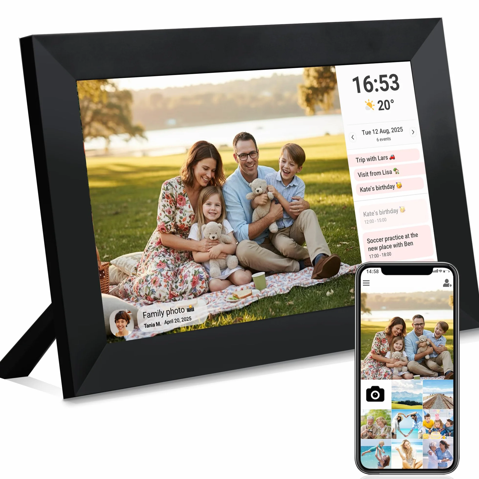 Veidoo Frameo 10,1 cala 32GB WiFi cyfrowa ramka na zdjęcia HD IPS 1280x800