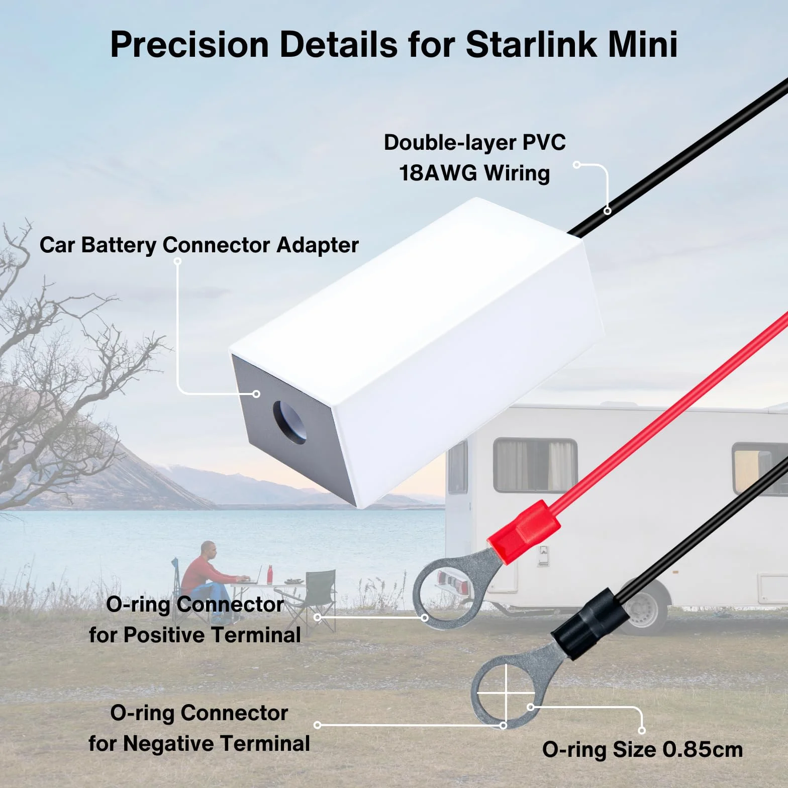 Adapter do baterii samochodowej DC do złącza żeńskiego Starlink Mini, Direct Vehicle Battery Connection for Stable 12 V-36 V Input, 36 V 1,67 A Output, Quick Setup, idealny na długie