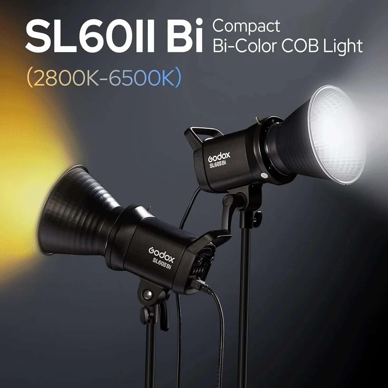 Godox SL60IIBi dwukolorowa lampa wideo LED, 2800K-6500K CRI96+ TLCI97+ sterowanie aplikacją tryb cichy Bowens Mount LED światło ciągłe do nagrywania wideo oświetlenie fotografii