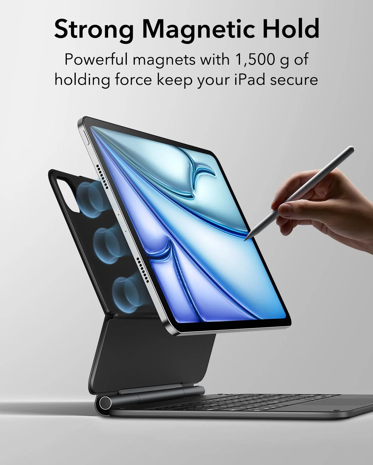 ESR Rebound Magnetyczne etui na klawiaturę, etui na iPada z klawiaturą, kompatybilne z iPadem Pro 11 / iPad Air 5/4, łatwy do ustawienia, pływający stojak na wspornik, precyzyjny gładzik Multi-Touch