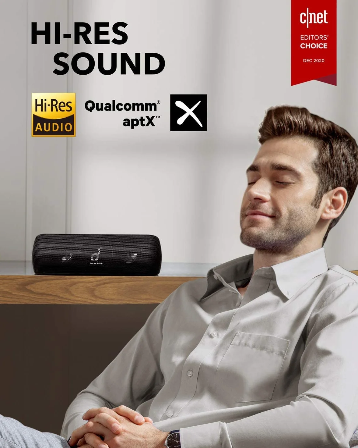 Soundcore Motion+ bezprzewodowy głośnik Bluetooth wysokiej jakości 30 W(odnowiona), rozszerzony bas i wysokie tony, z aplikacją, możliwość dostosowania EQ, 12-godzinny czas odtwarzania