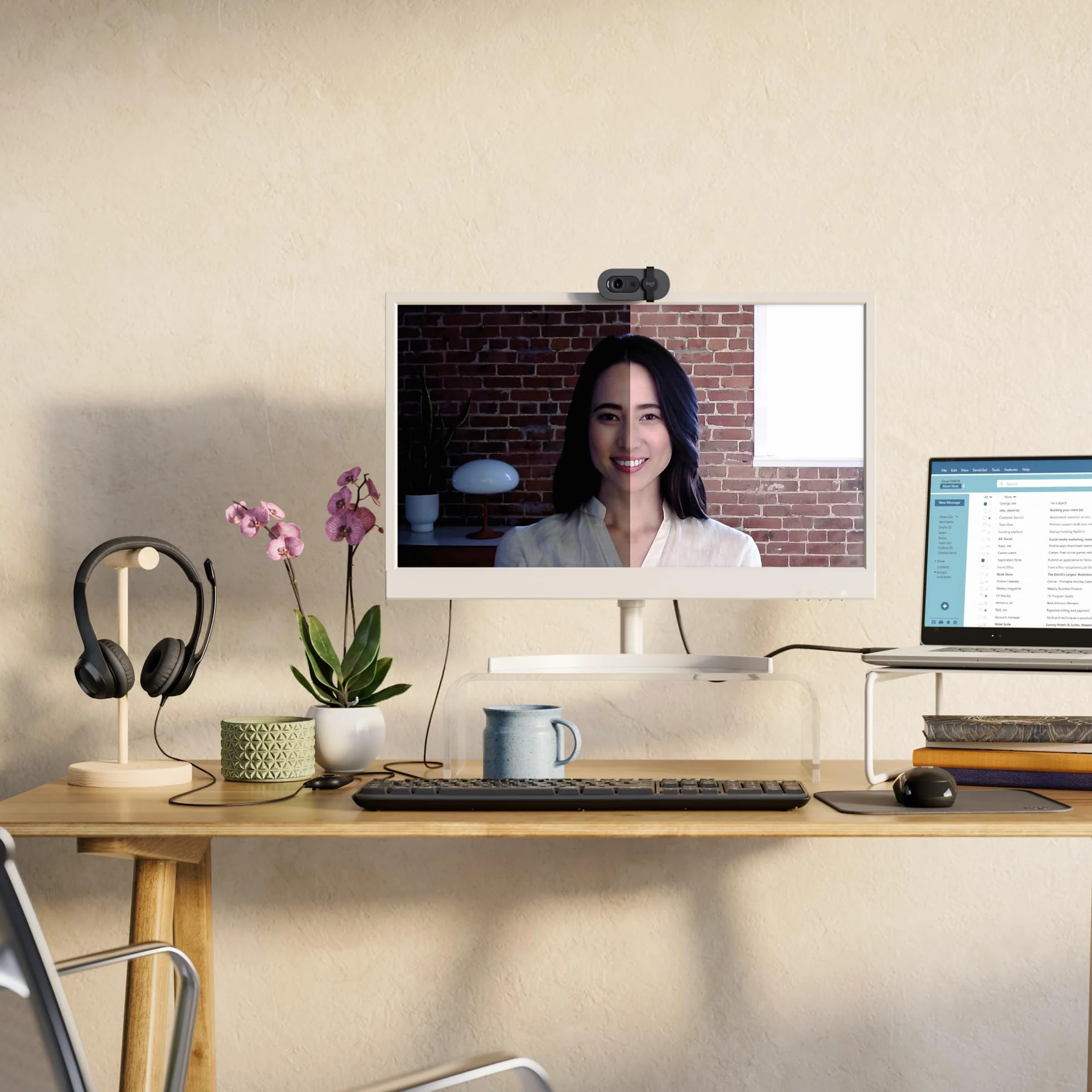 Logitech Brio 100 Full HD Kamera do spotkań i streamowania, automatyczny balans światła, wbudowany mikrofon, osłona migawki, USB-A, do Microsoft Teams, Google Meet, Zoom i innych - Grafit