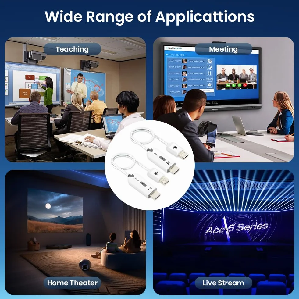 AXFEE Bezprzewodowy nadajnik i odbiornik HDMI, bezprzewodowy przedłużacz HDMI 1080P przy 60 Hz, zasięg 50 m, bezprzewodowy nadajnik i odbiornik HDMI