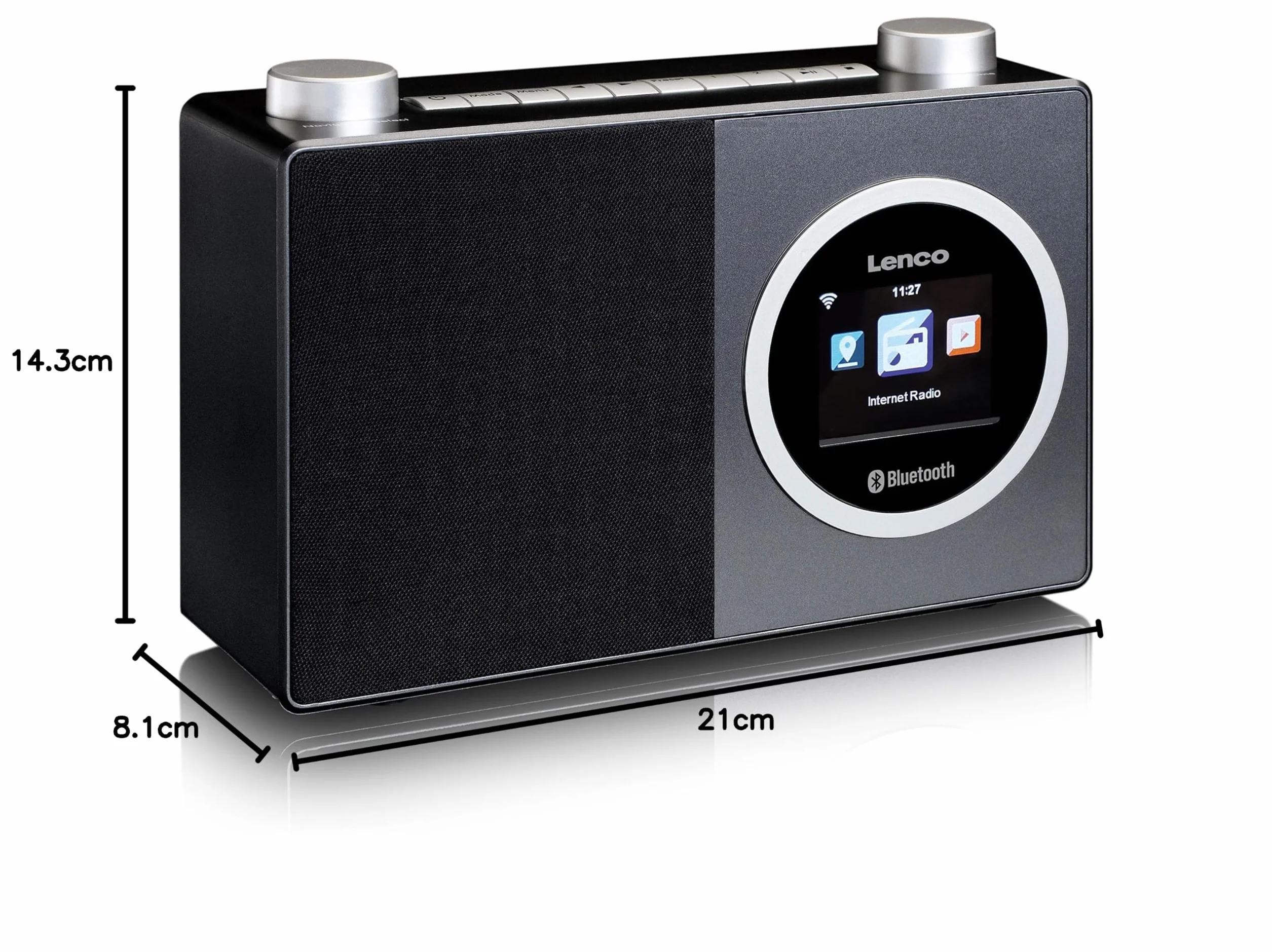 Lenco DIR 70 przenośne radio internetowe DAB+ retro cyfrowe Wi-Fi Bluetooth 2,4" kolorowy ekran 3 Watt RMS czarny