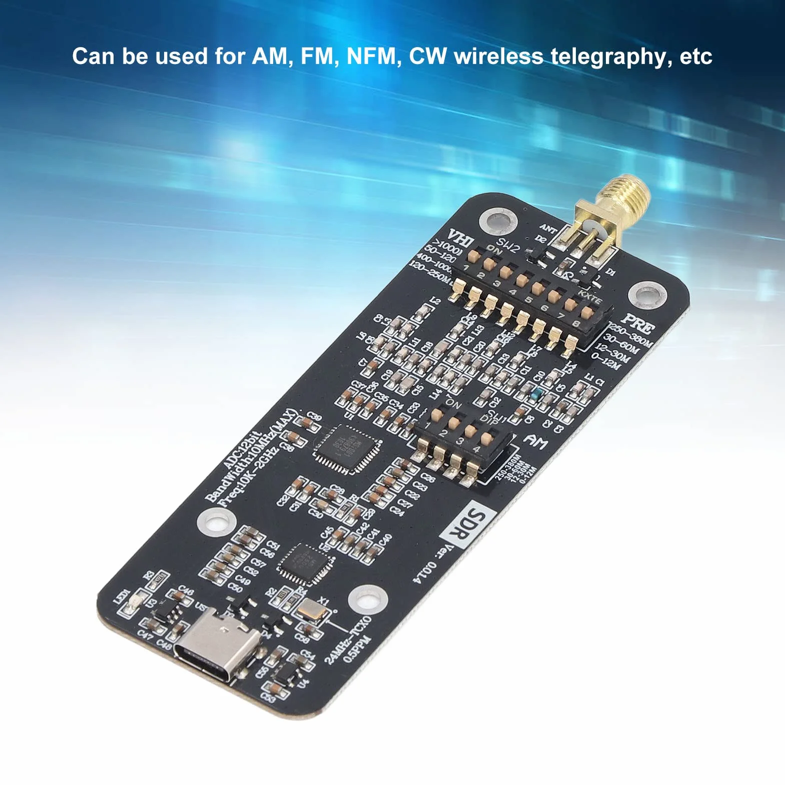 Odbiornik SDR, RSP1 12-bitowa Płyta Modułu Radiowego Zdefiniowana Programowo 10 KHz 2 GHz Odbiornik Tunera USB Ham Odbiornik Radiowy do Modulacji