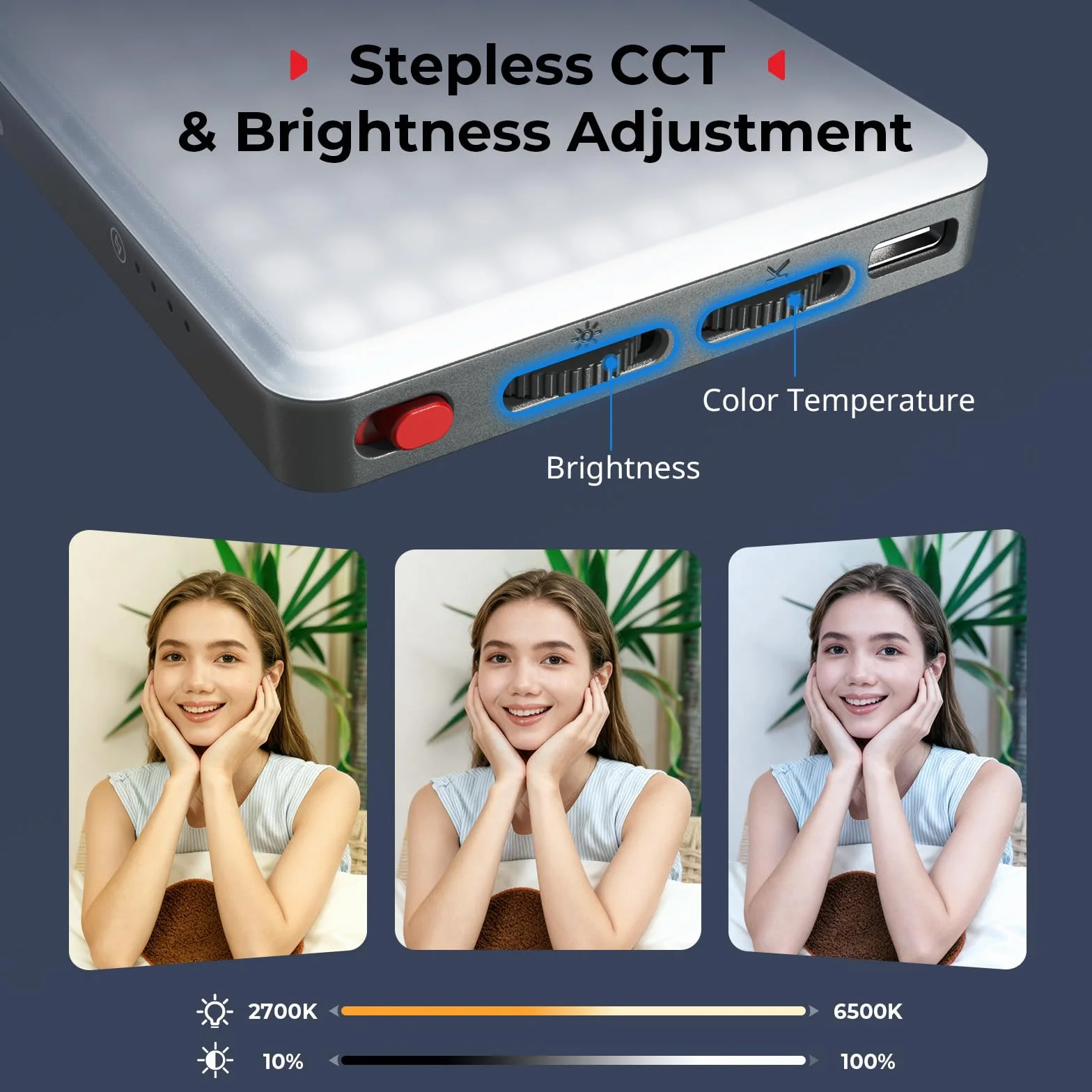 SMALLRIG M3 Magnetyczne światło wideo LED 120 diod 2000 mAh 2700K-6500K Clip-on do iPhone'a iPada