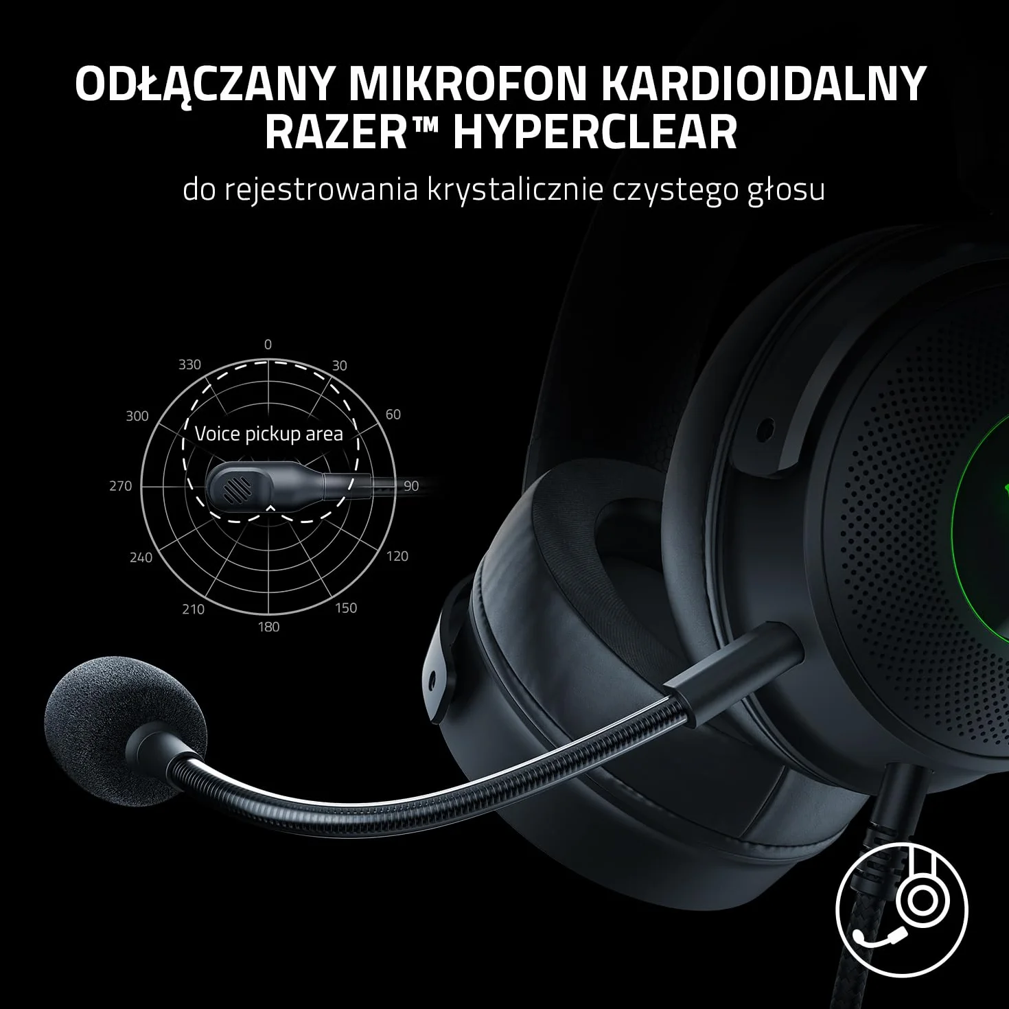 Razer Kraken V3 przewodowy zestaw słuchawkowy USB do gier z Chroma RGB 50 mm THX Czarny