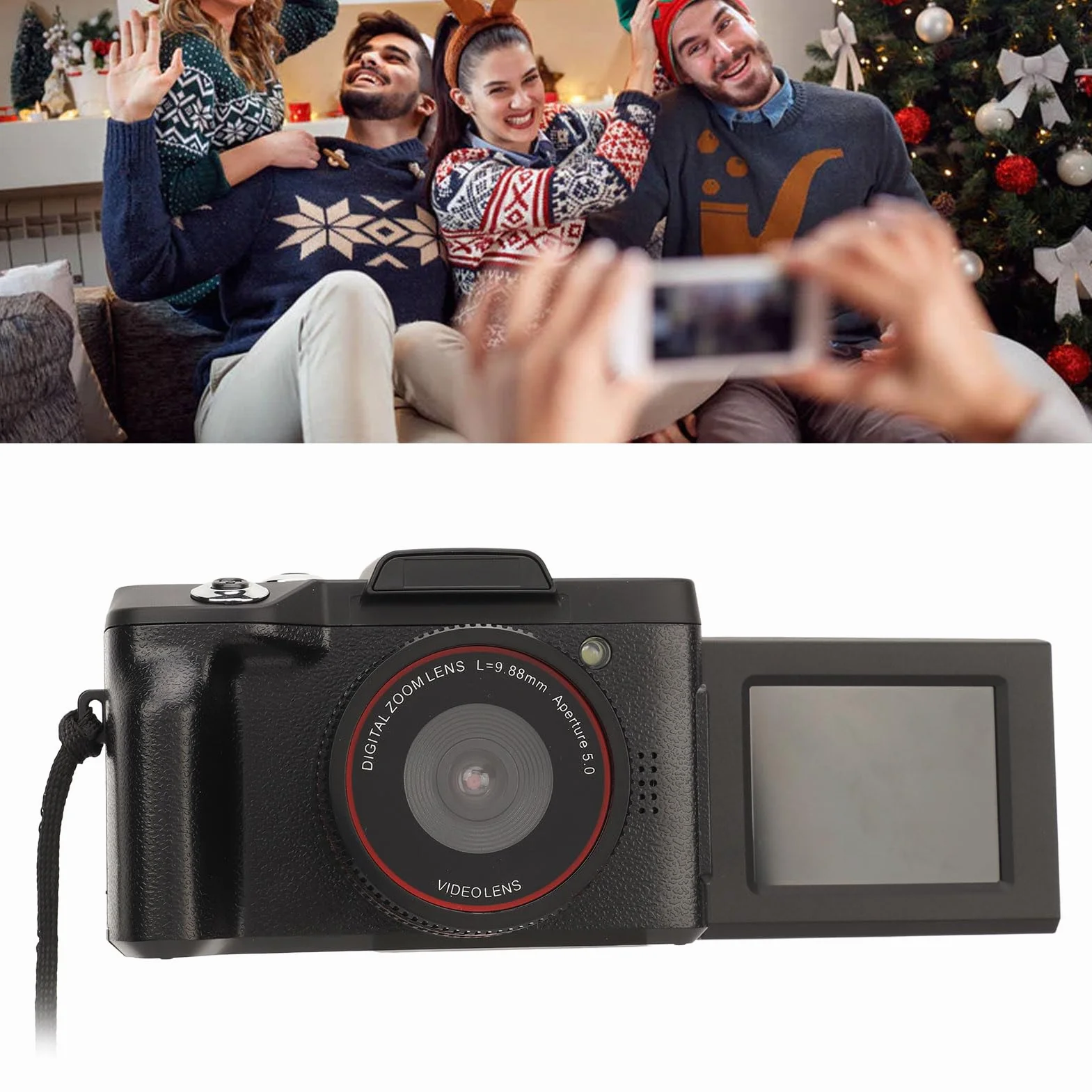 Lustrzanka z Odchylanym Ekranem, rozdzielczość Aparatu Cyfrowego HD 1080P, wielofunkcyjność Kamery Filmowej, Kamera Vlog Kompatybilna ze Statywem