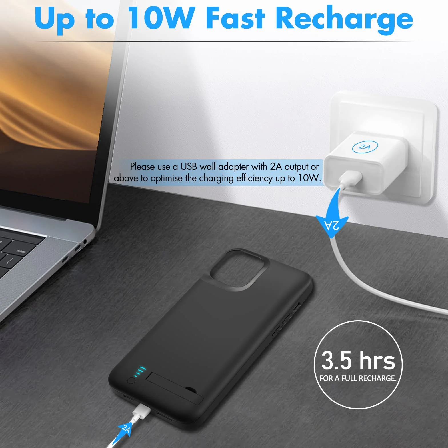 Etui na akumulator do iPhone 12 Mini/13 Mini (5,4") 8500 mAh, smukła obudowa do ponownego ładowania, przenośna, ochronna obudowa na telefon z akumulatorem, Power Bank z podstawką do iPhone 12