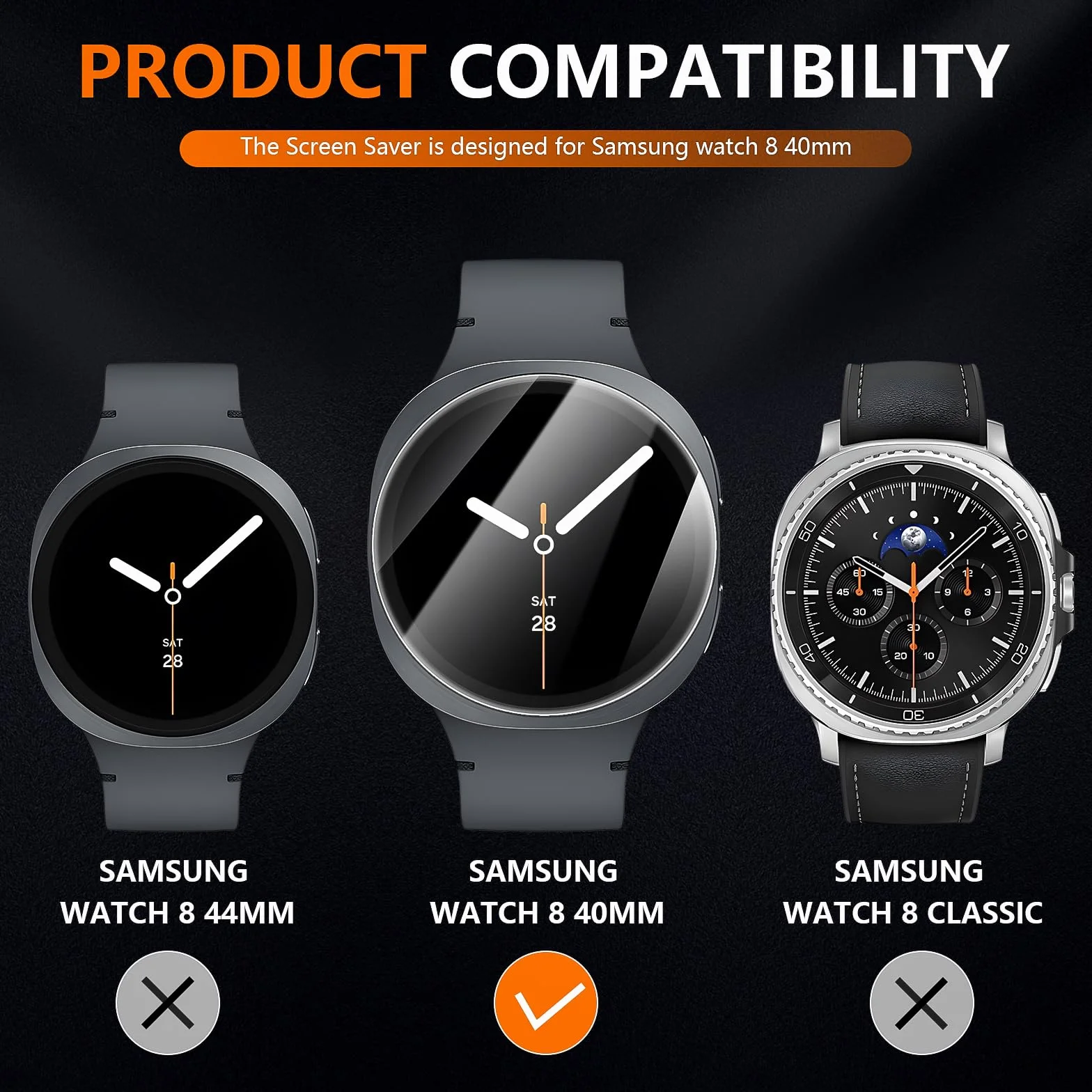 Diruite 2 Sztuki Ochraniacz Ekranu do Samsung Galaxy Watch 8 40mm,HD Szkło Hartowane Folia Ochronna,Przejrzystość（HD）,40mm