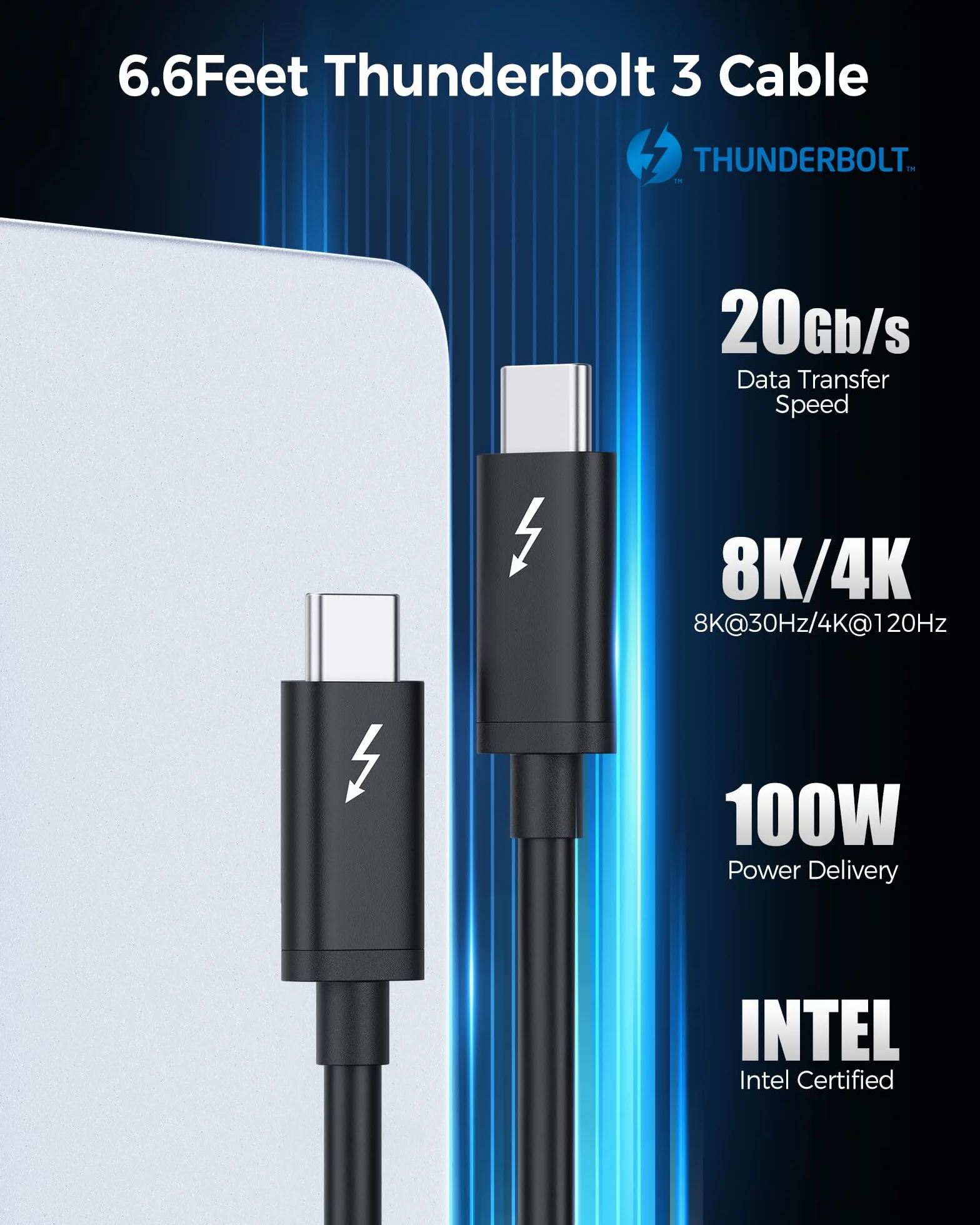 Cable Matters Kabel Thunderbolt 3 USB C 2 m 100 W Czarny