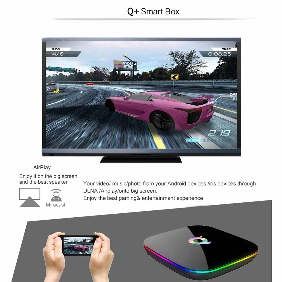 Android TV Box Q Plus H6 Quad Core Cortex-A53 2GB RAM 16GB ROM 6K 3D WiFi Ethernet USB 3.0 Smart TV Box