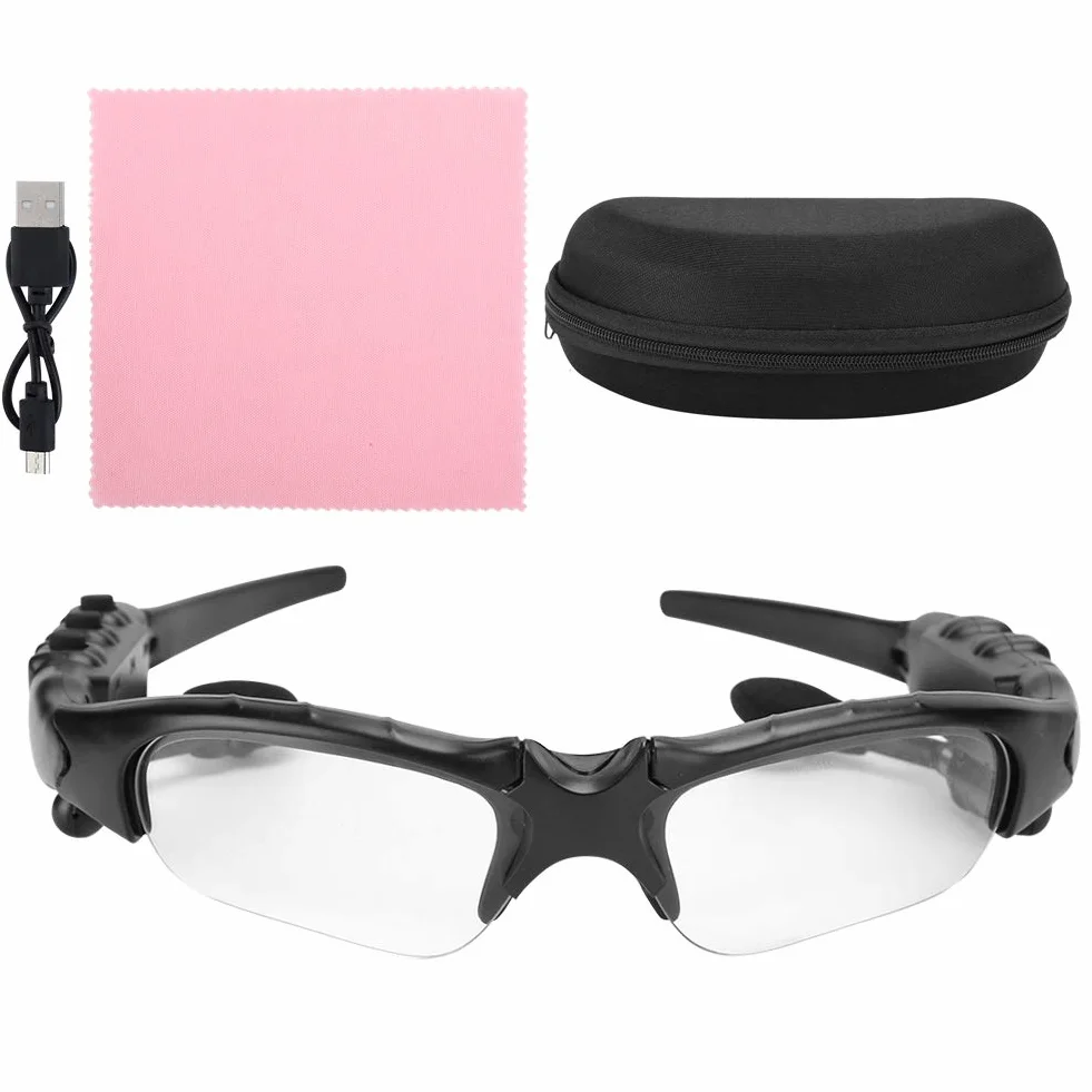Okulary Przeciwsłoneczne Bluetooth Zestawy Słuchawkowe, Bezprzewodowy Dźwięk MP3 Dźwięk Stereo Odtwarzający Muzykę Słuchawki, Dzwonienie w Trybie Głośnomówiącym(Przezroczysty)