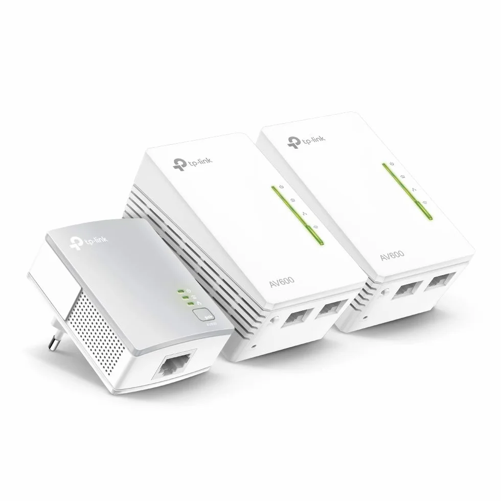 TP-Link TL-WPA4220 TKIT | Zestaw powerline AV600 z WiFi N300 (3 urządzenia) | 2× porty Ethernet | Klonowanie WiFi