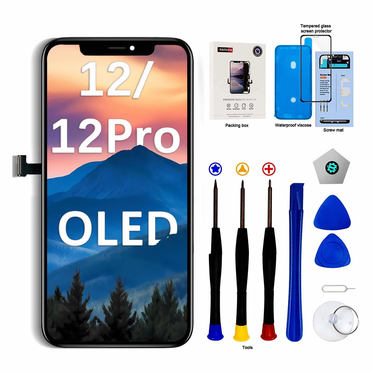 EFaith Wyświetlacz do iP12 pro 6," OLED ekran dotykowy Digitizer Assembly