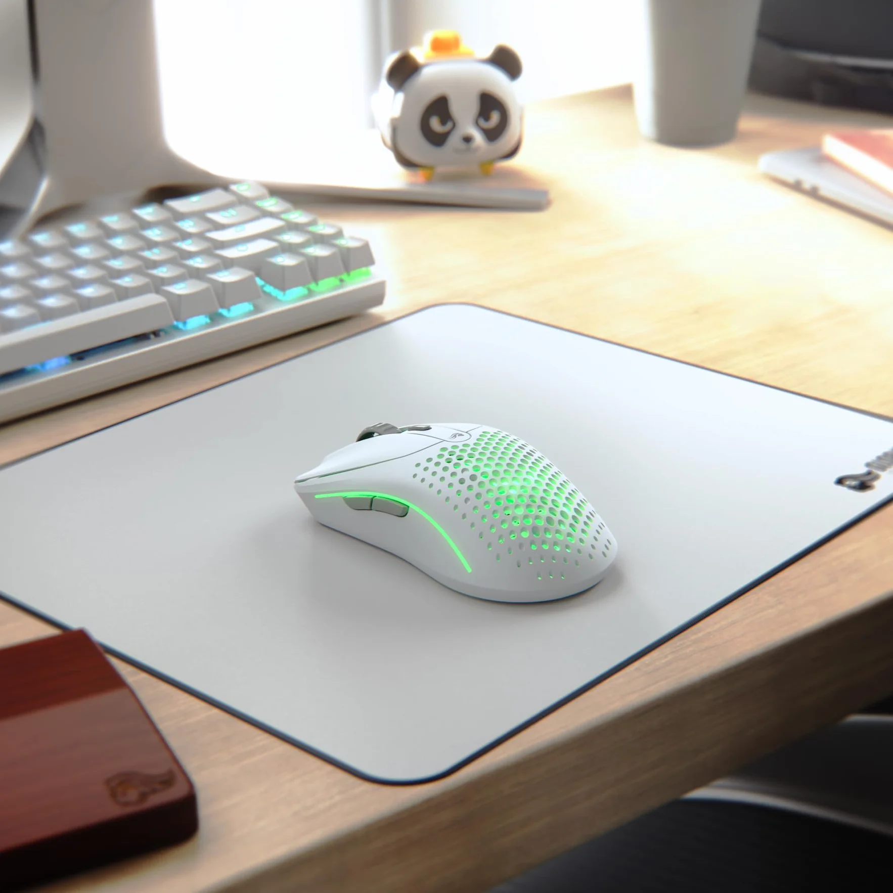 GLORIOUS Gaming Model O 2 Wireless – hybrydowa 2,4 GHz/Bluetooth, długi czas baterii, superlekka (68 g), czujnik BAMF 2,0 26k, RGB, oburęczna, 6 przycisków, ślizgacze – biel