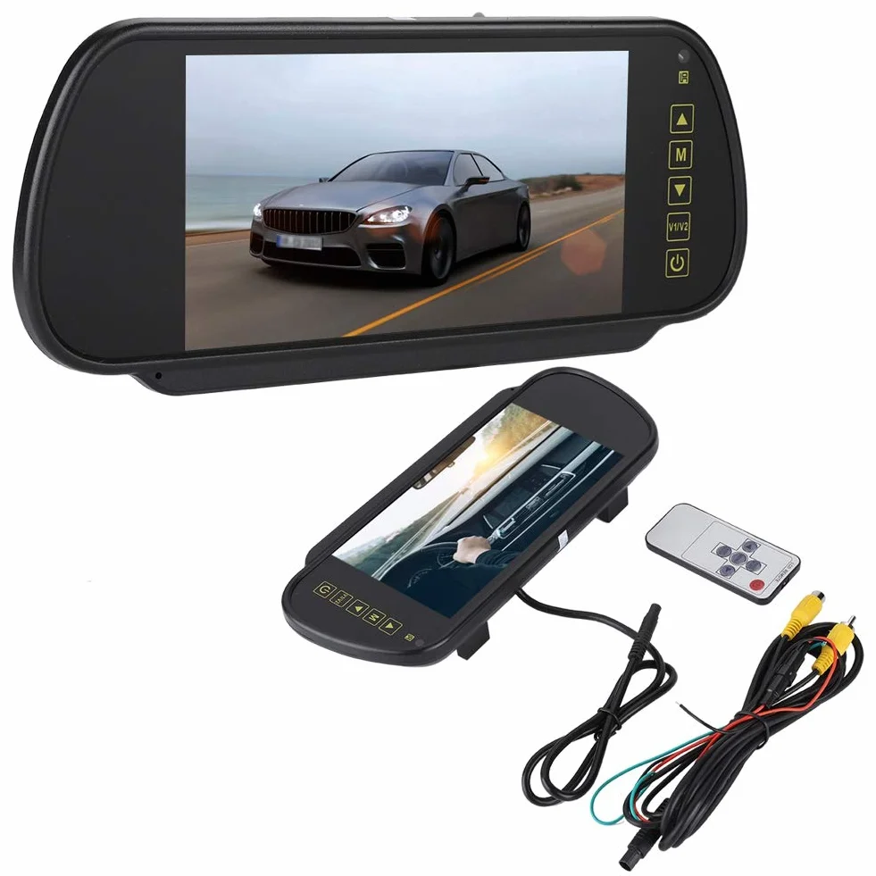 Samochodowy monitor samochodowy z lusterkiem wstecznym ekran LCD HD 800 x 480, DC9V-DC26V uniwersalny do monitora ciężarówki, do kamery cofania, kompatybilny z PAL/NTSC