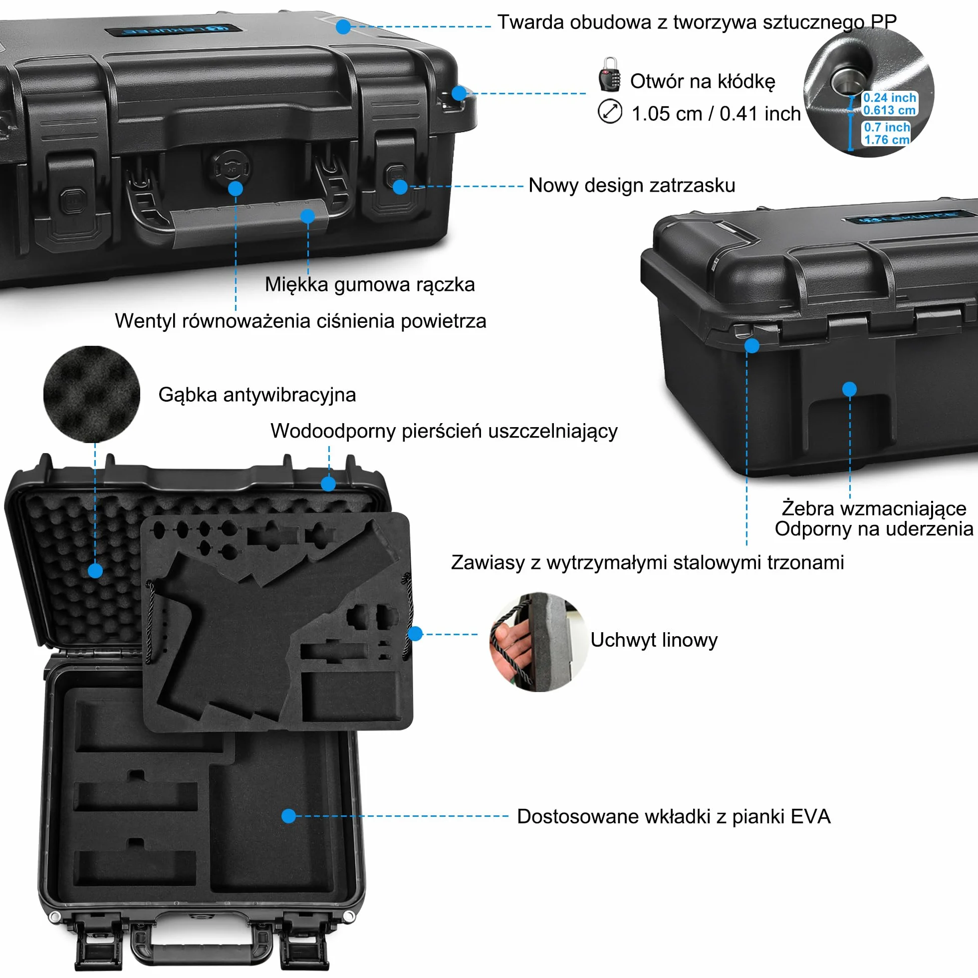 Lekufee wodoodporna twarda torba na DJI RS 4 Mini, Combo, stabilizator gimbala, DJI Mic 3/Mic Mini/Mic 2 i inne akcesoria (tylko torba)